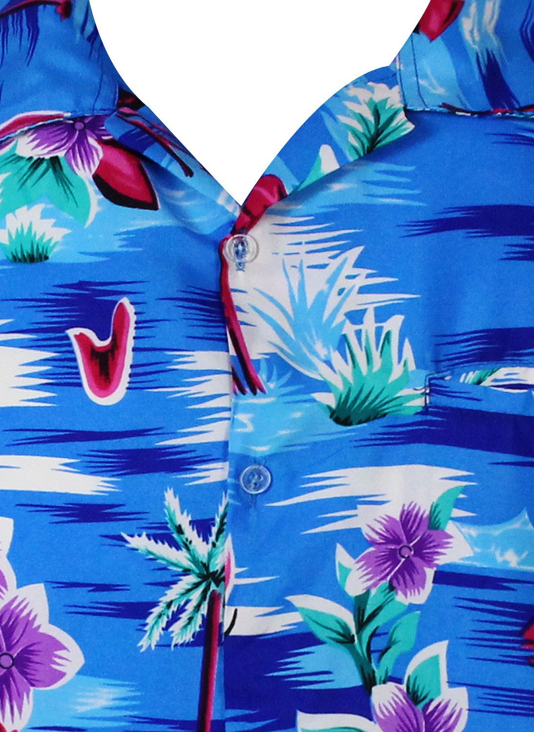 King Kameha Hawaiihemd Flamingos Funky Hawaii-Hemd Herren Kurzarm Front-Tasche Stylish Unisex