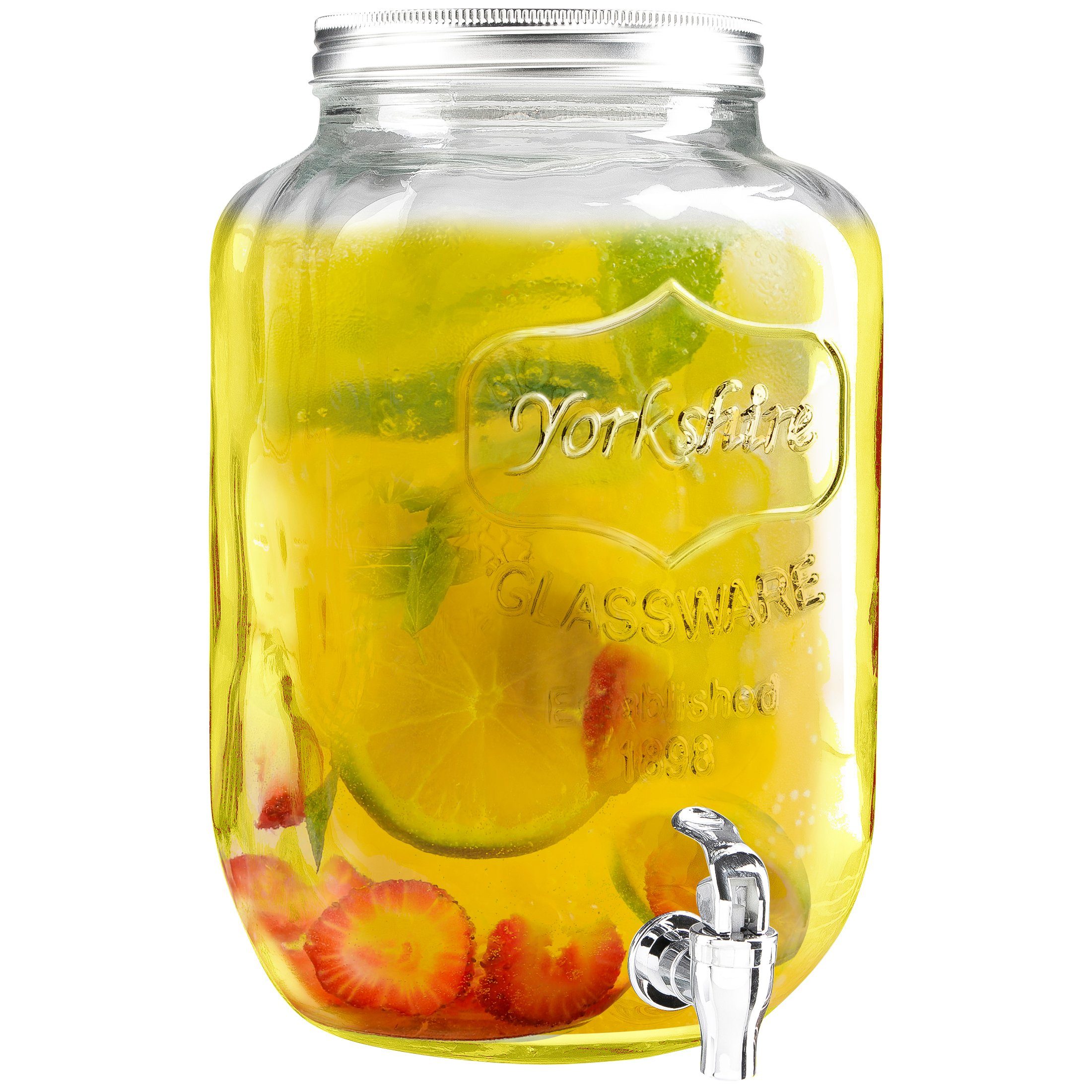 Wasserspender Limonaden-Spender Gartenparty Glas mit Zapfhahn Drehverschluss 