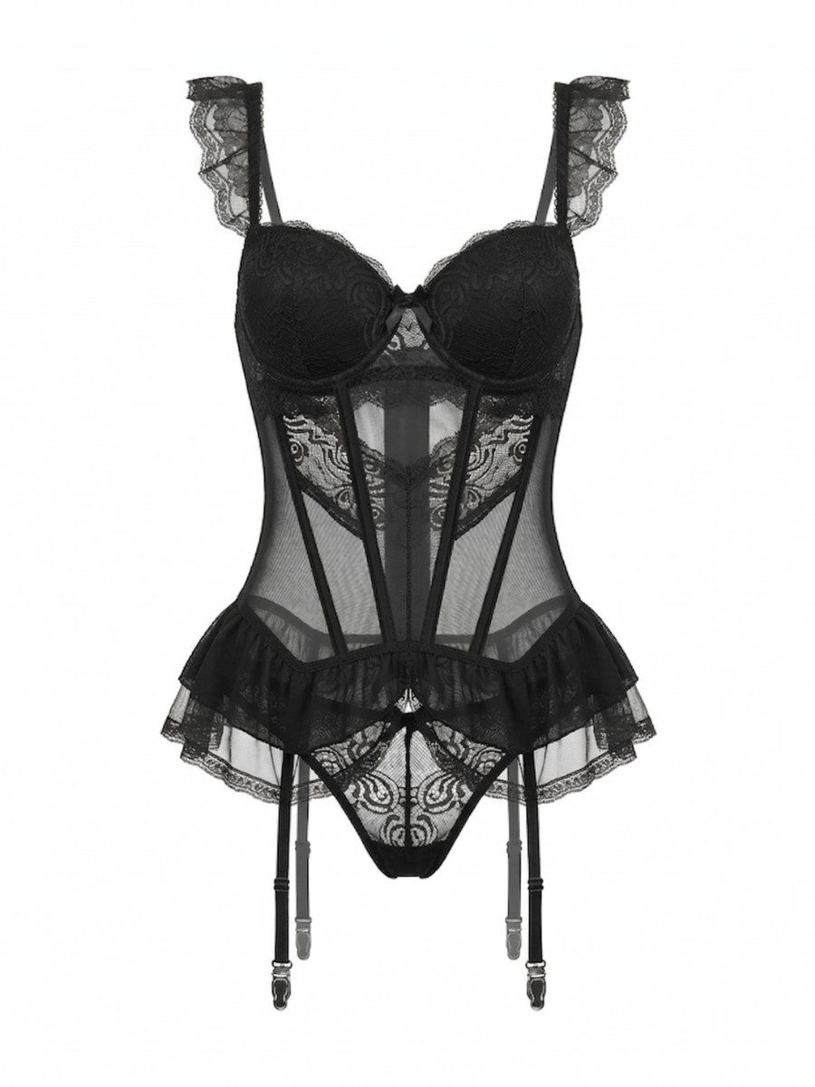 Elegant Love Babydollkleid Lingerie-Set mit Top in Korsett-Optik – Elegantes Dessous-Set (Set, 2-tlg., Corsagen-Oberteil, Tanga) Sexy Nachtwäsche – Sinnliche Reizwäsche mit stilvoller Ausstrahlung