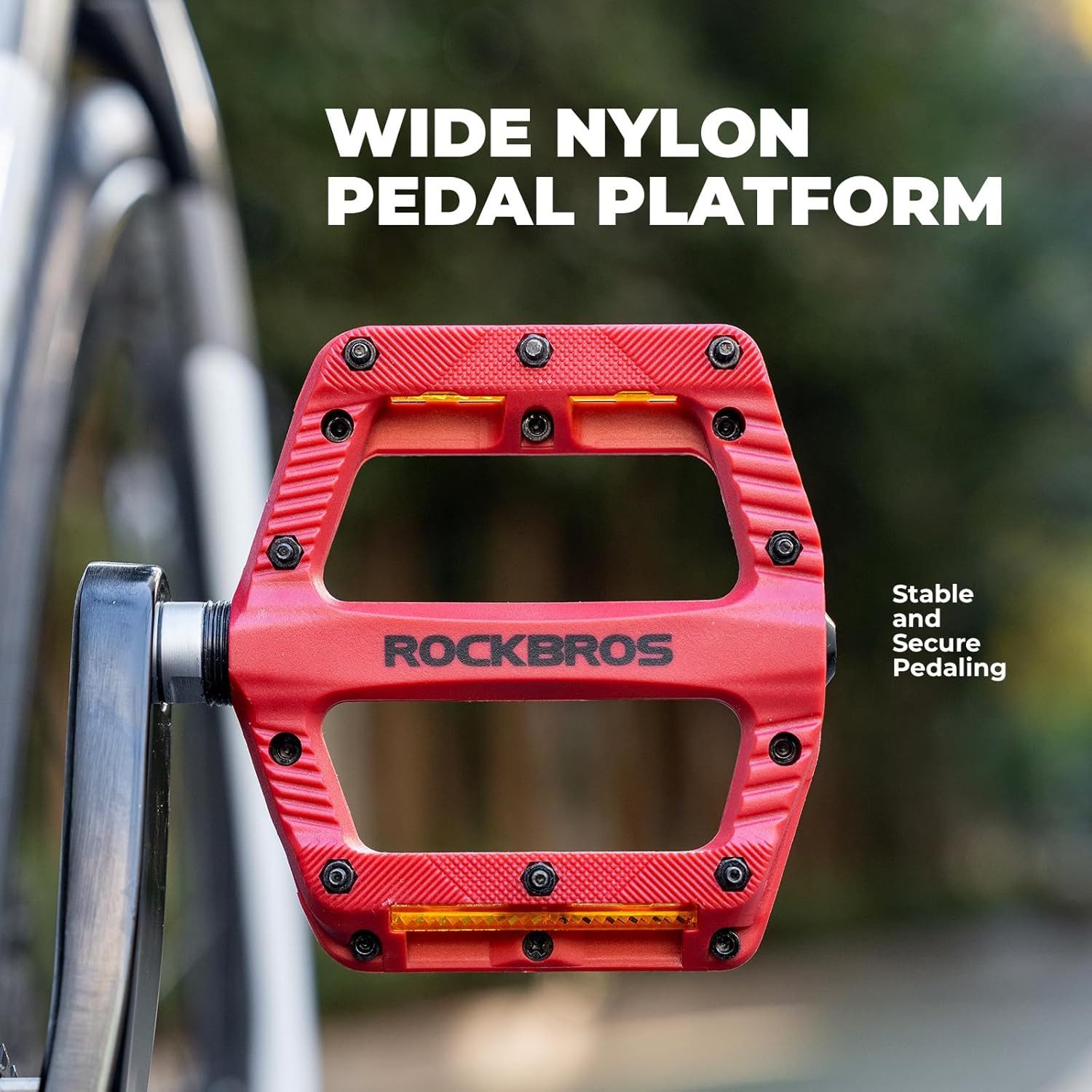 ROCKBROS Fahrradpedale Fahrradpedale rutschfest Nylon mit Reflektor für MTB E-Bike Gravel