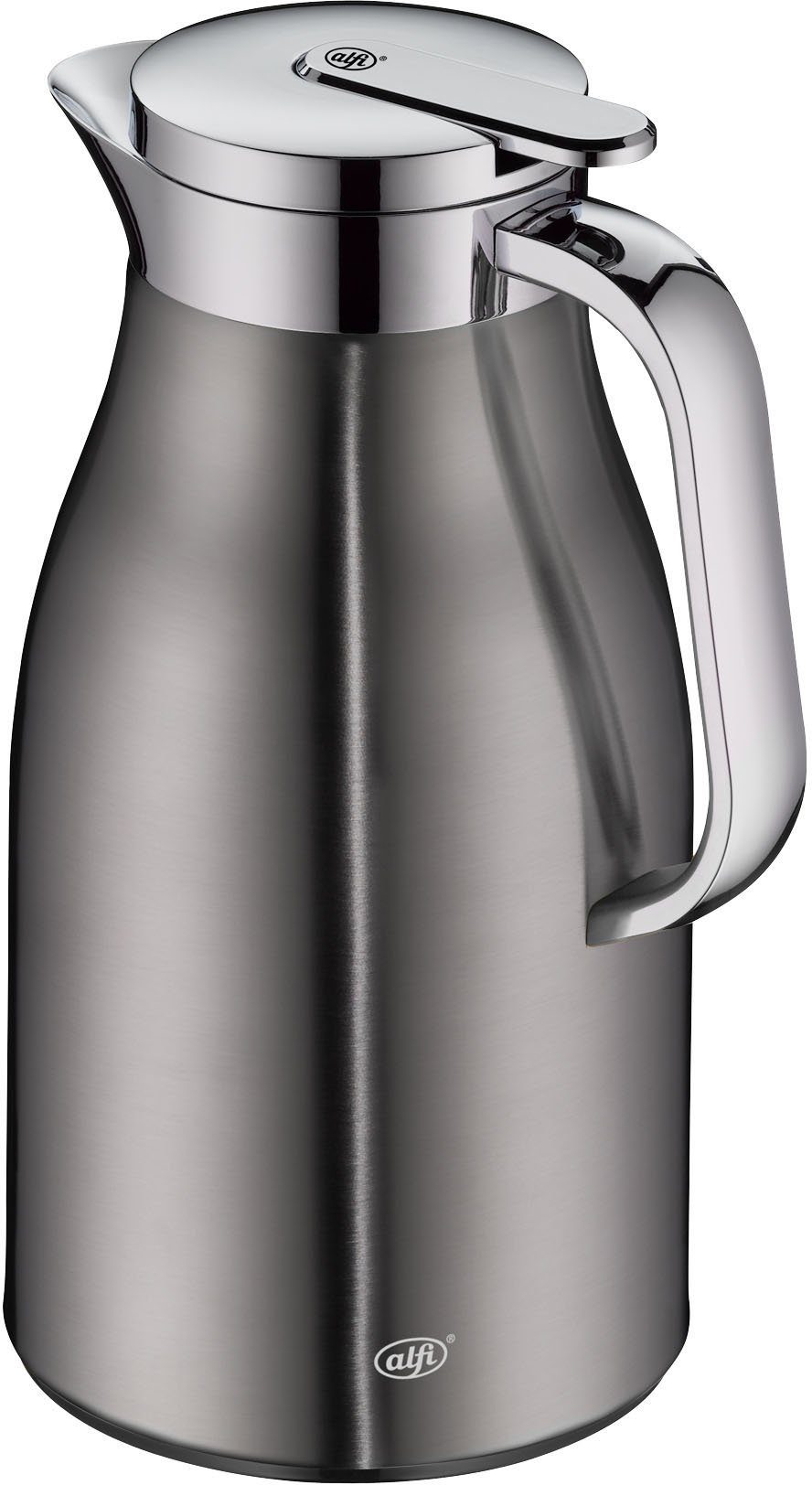 Alfi Isolierkanne SKYLINE, mit Hartglaseinsatz und ergonomischem Griff, 1 l, (1-St), 12h heiß & 24h kalt, Drehverschluss mit bequemem Druckknopf