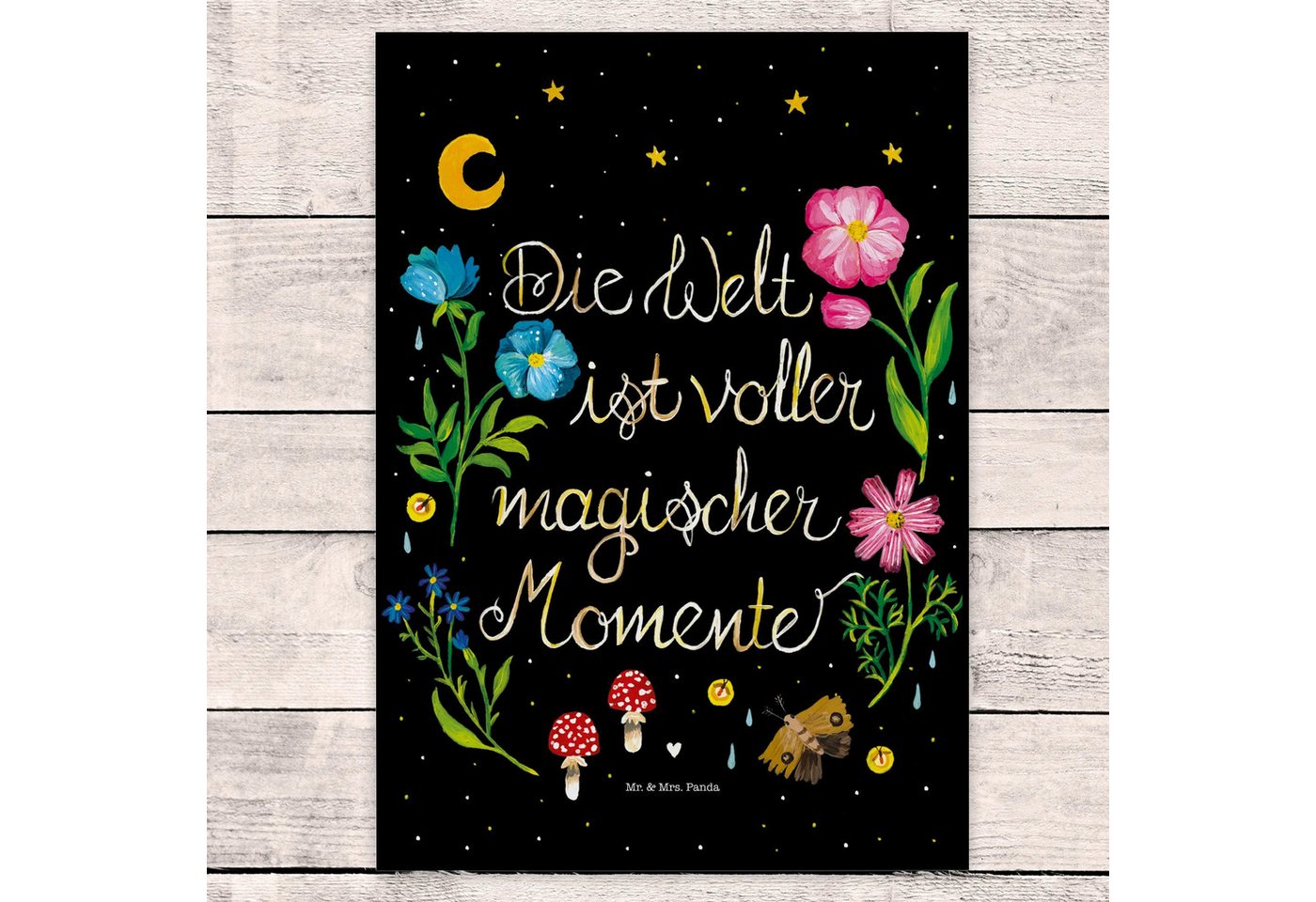 Thumbnail - Mr. & Mrs. Panda Postkarte Magische Welt - Geschenk, Motivation, Dankeskarte, Blumen, Spruch pos, Liebevolles Design