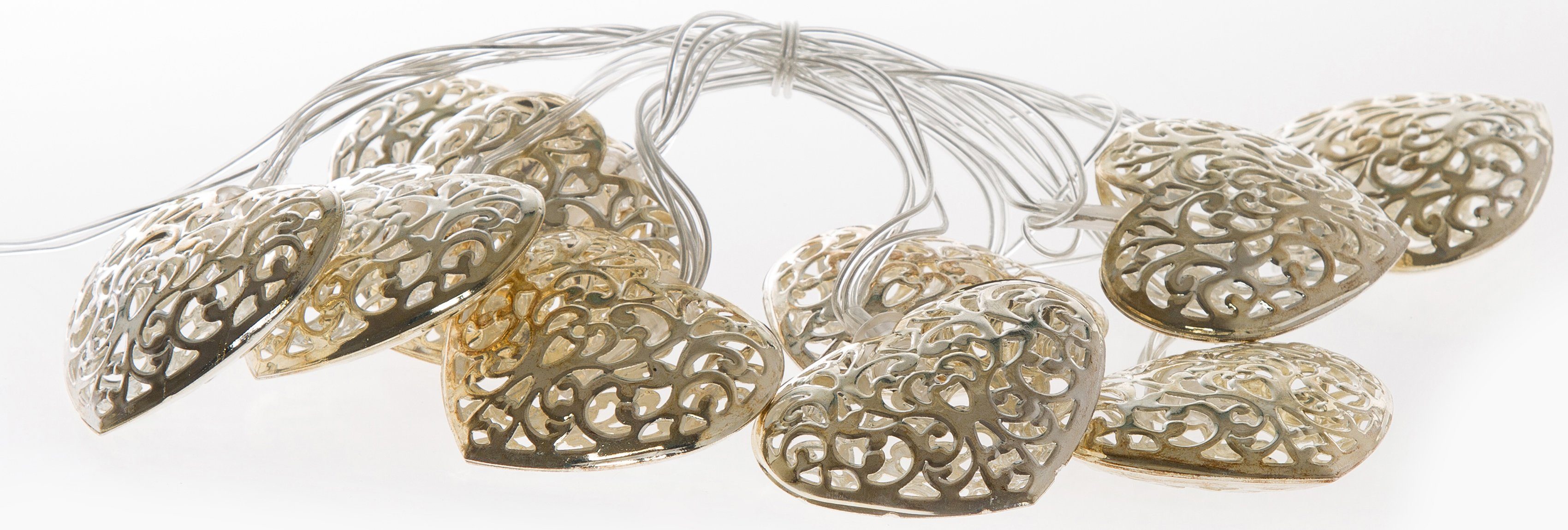 Myflair Möbel & Accessoires Dekoobjekt LED-Lichterkette, Weihnachtsdeko (1 St), mit 10 LEDs, in Herzform mit Ornamenten, Länge ca. 180 cm