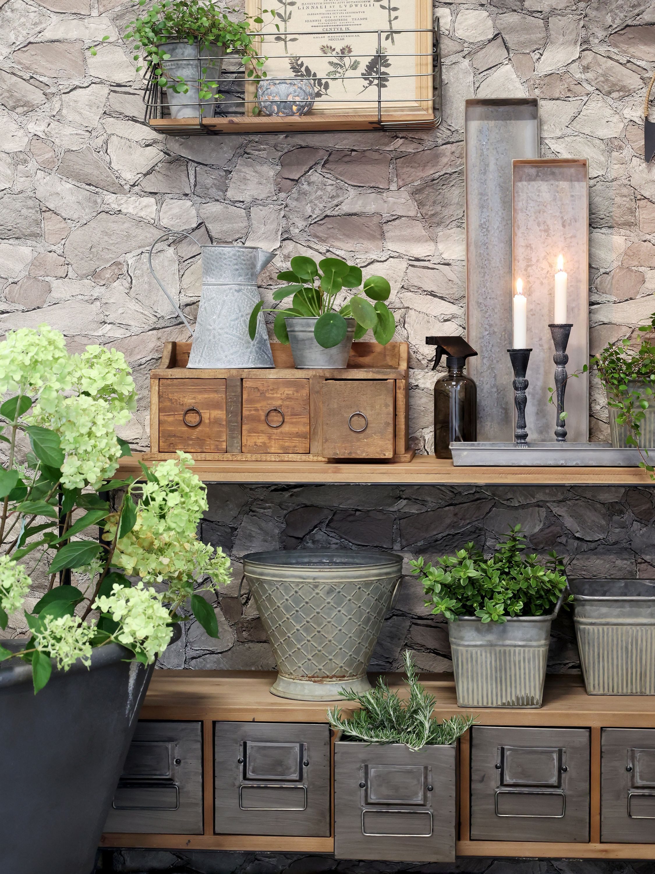 Chic Antique Wandregal Chic Antique - Regal Wandregal stehen hängend 3 Schubladen Alt Holz