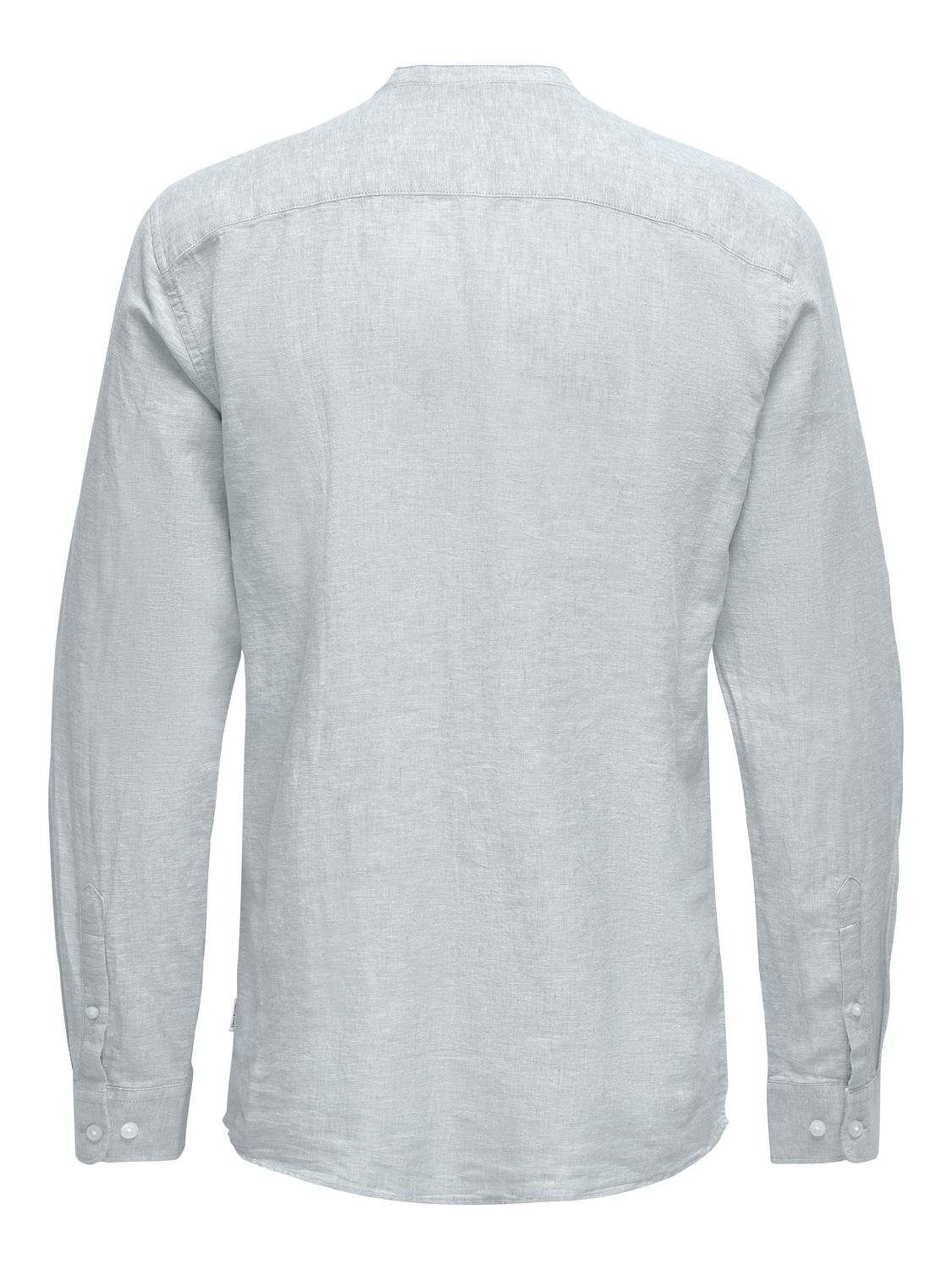 ONLY & SONS Langarmhemd ONSCAIDEN LS SOLID LINEN MAO SHIRT NOOS Baumwolle mit Leinen, slim fit
