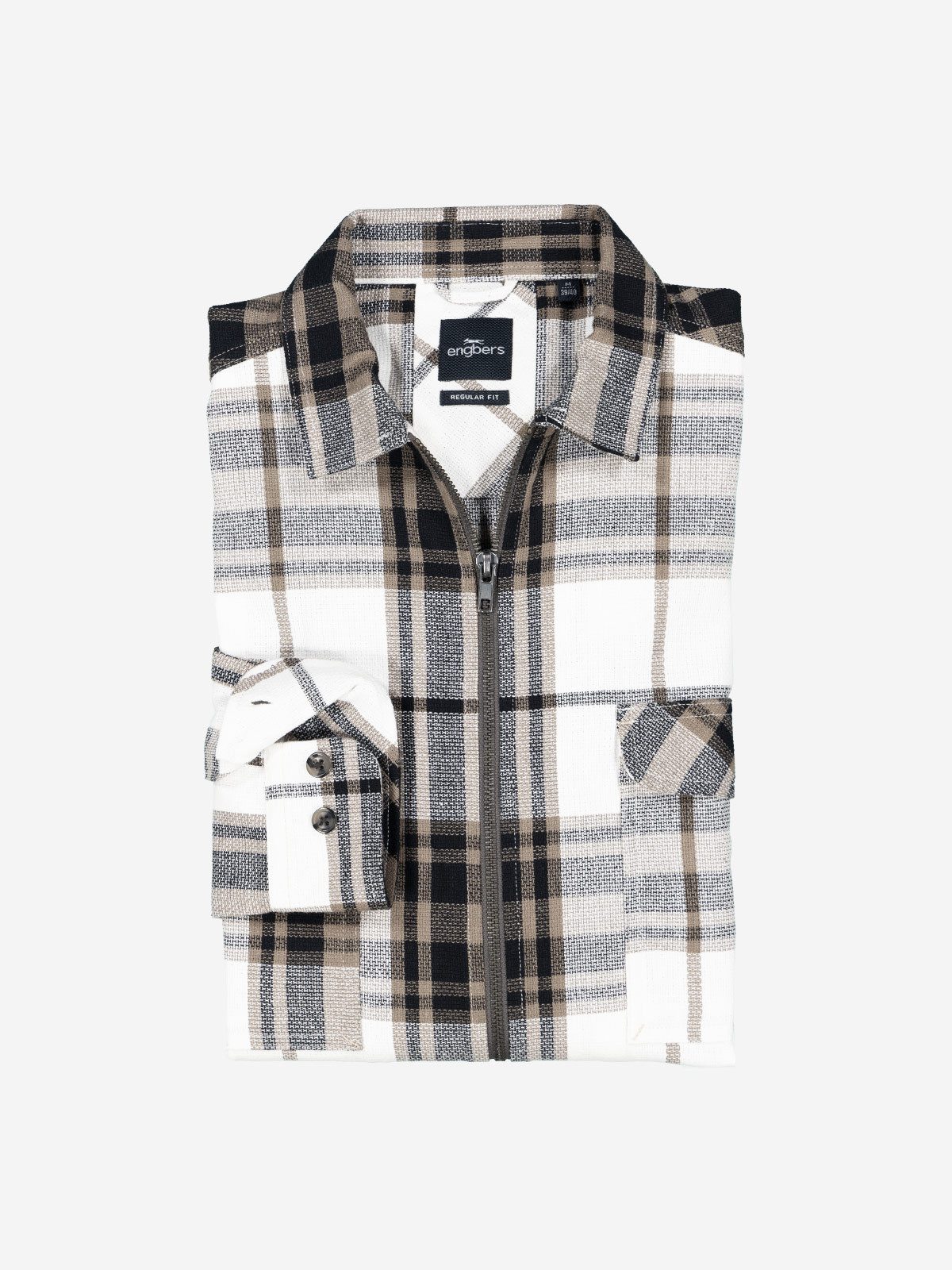 Engbers Langarmhemd Herren Overshirt kariert, Braunbeige