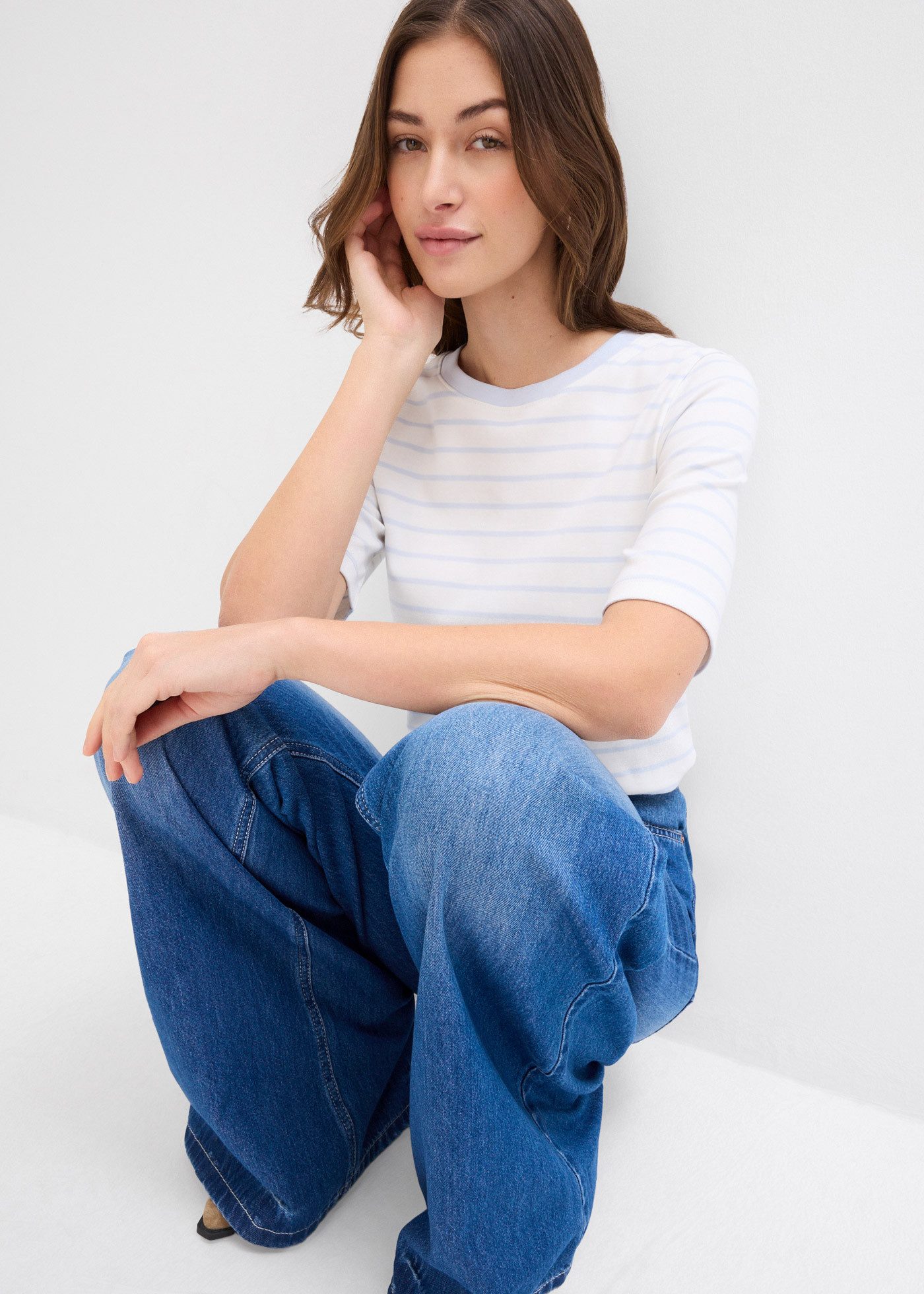 bonprix T-Shirt Halbarm, aus reiner Baumwolle