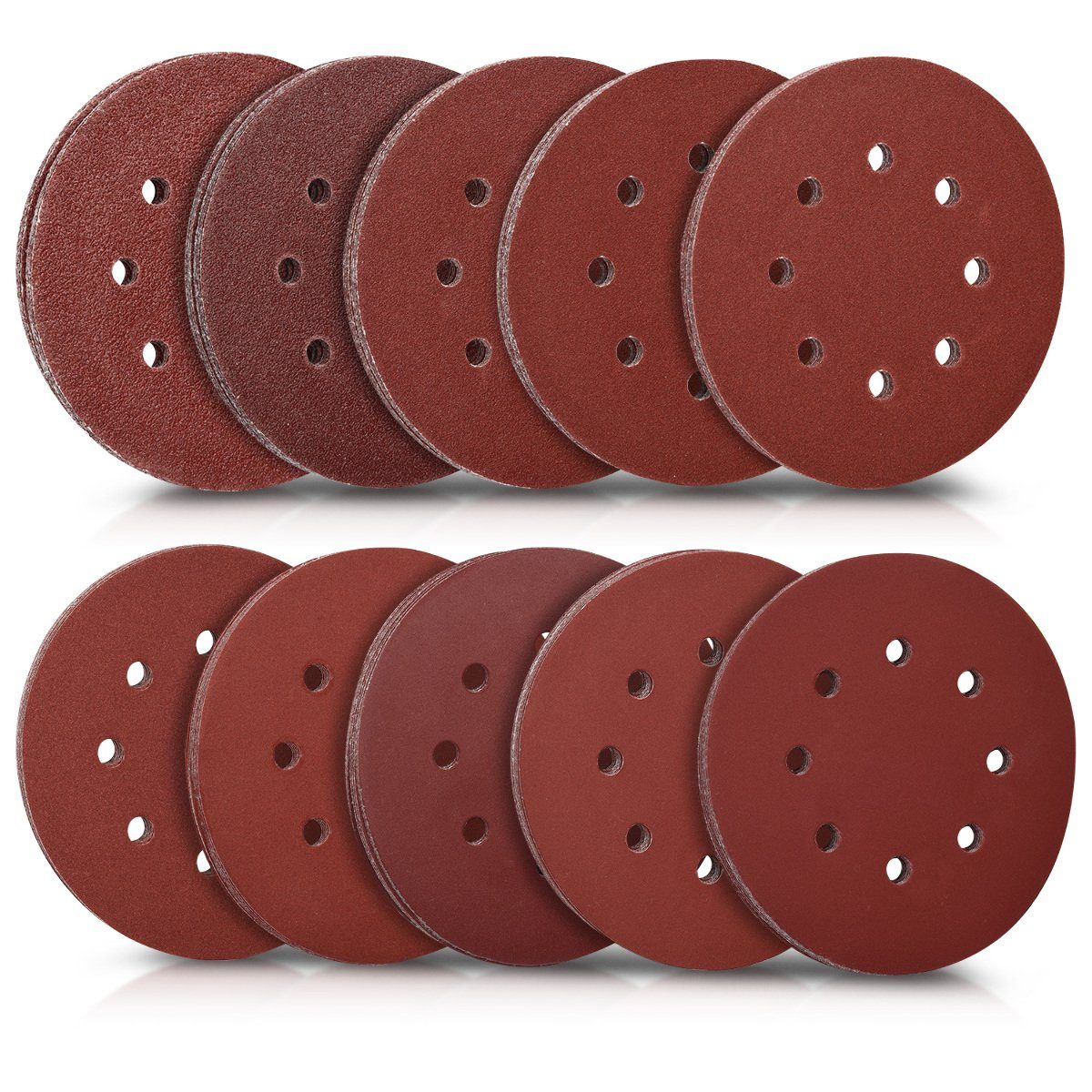 Navaris Schleifteller 100x Klettschleifpapier ø 125mm - 40-400 Körnung - Holz Metall, 100-St.