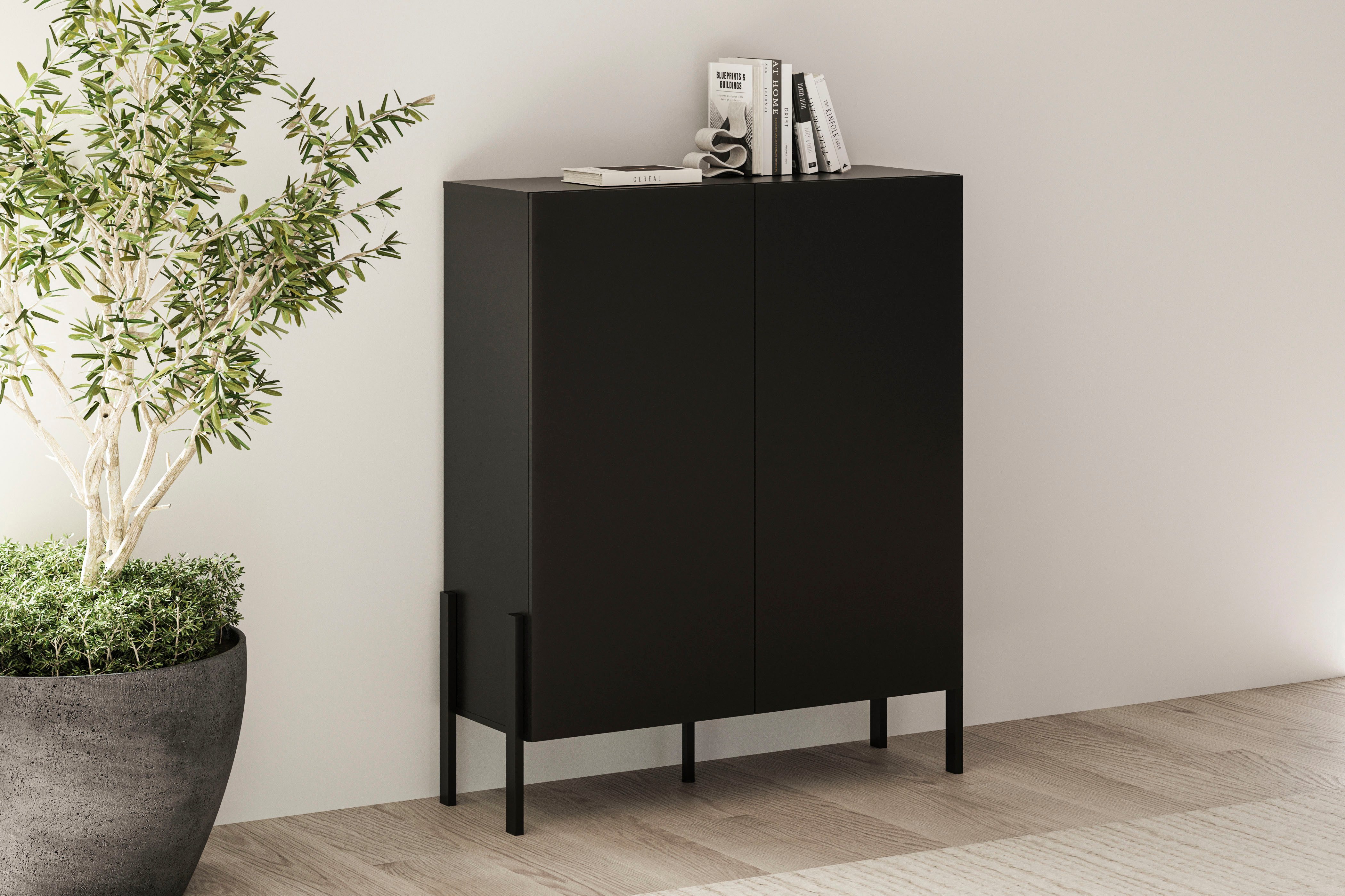 OTTO home Kommode Jukon, Breite 110 cm, moderne grifflose Hochschrank, 2Türen, Highboard mit viel Stauraum, push-to-open-Funktion