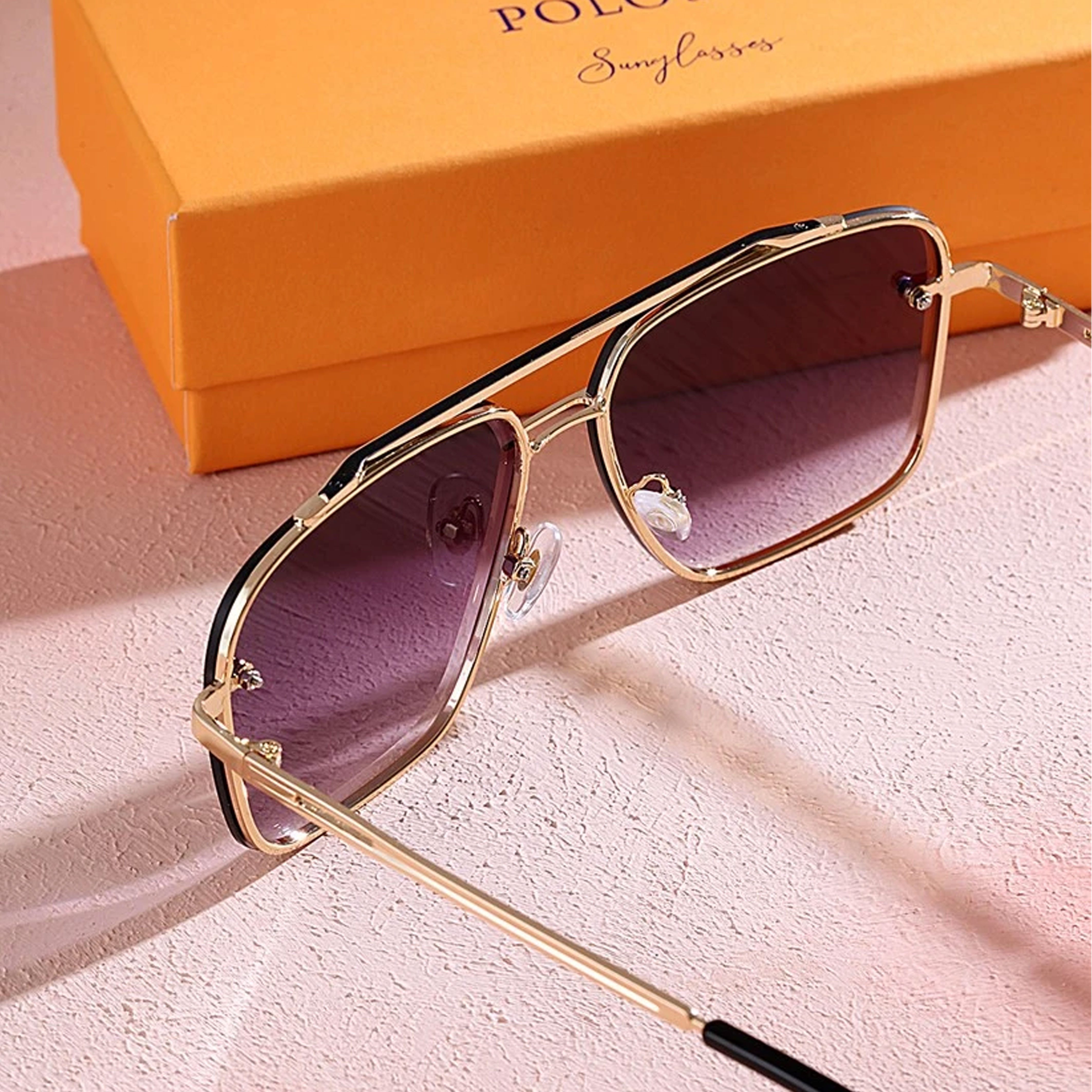 Jungengel Sonnenbrille Polo Air Unisex Retro Vintage Look UV400 Männer & Damen Rechteck (3-teiliges Set, 3-teiliges Set mit Sonnenbrille, Box und Reinigungstuch) 3x Modelle, Metallrahmen, Stylische Sonnenbrille