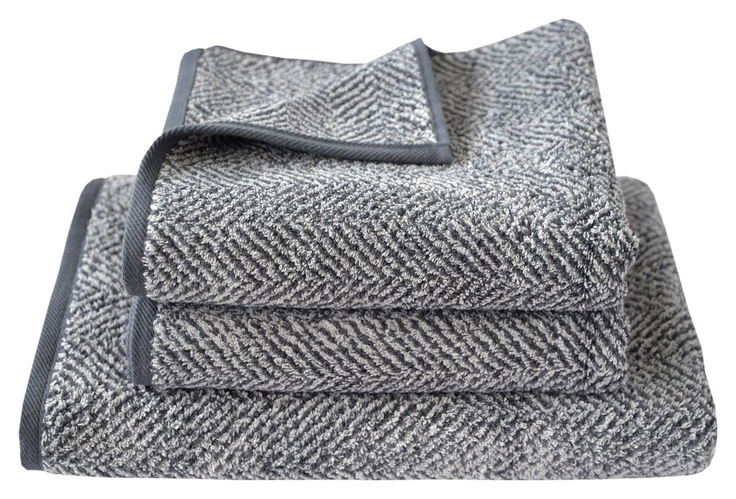 Dyckhoff Duschtuch HERRINGBONE, 70 x 140 cm, Graphitgrau, (1-St), Baumwolle