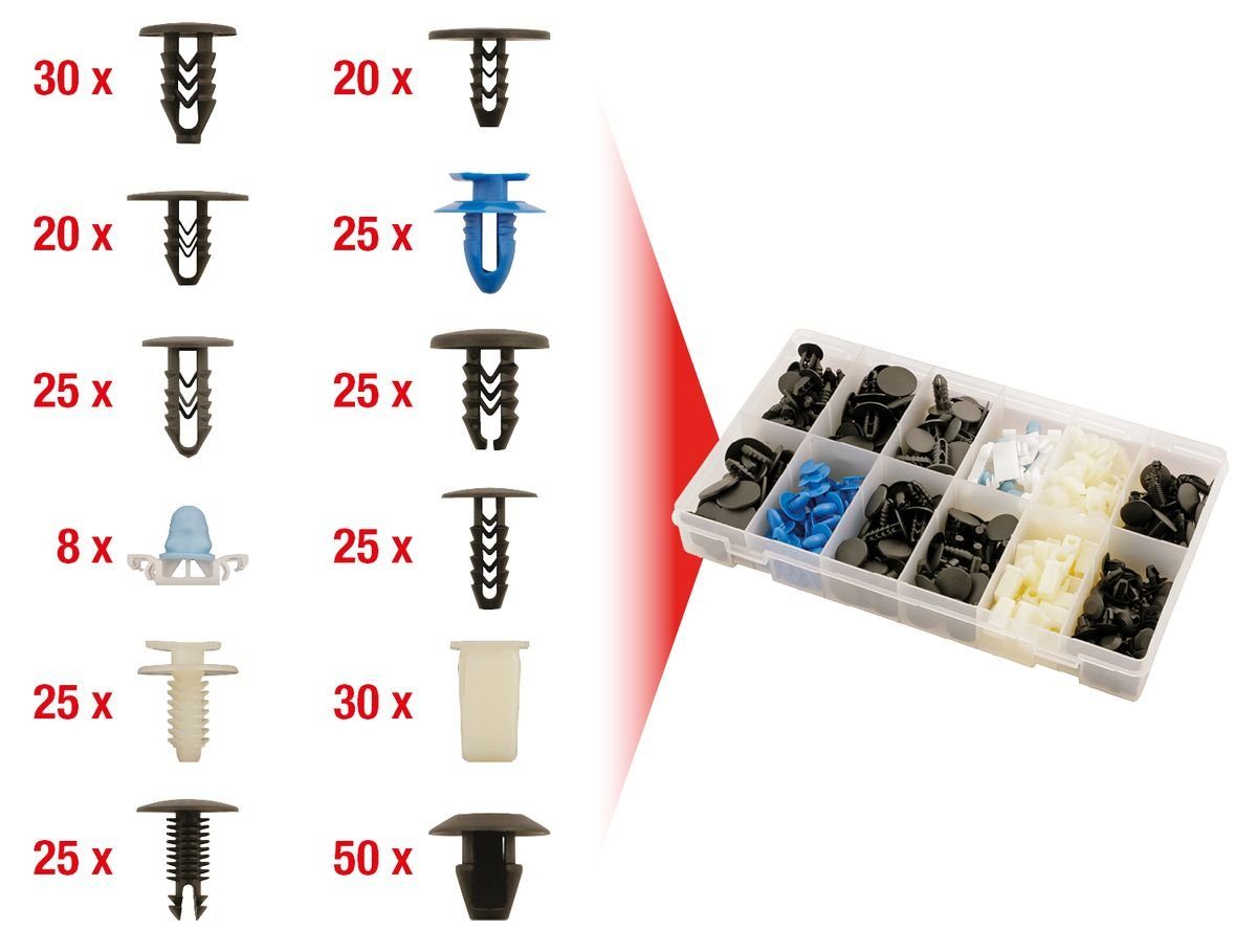 Thumbnail - KS Tools Gabel- und Ringschlüssel Befestigungs-Clip-Satz für Fiat, 308-tlg (420.0910)