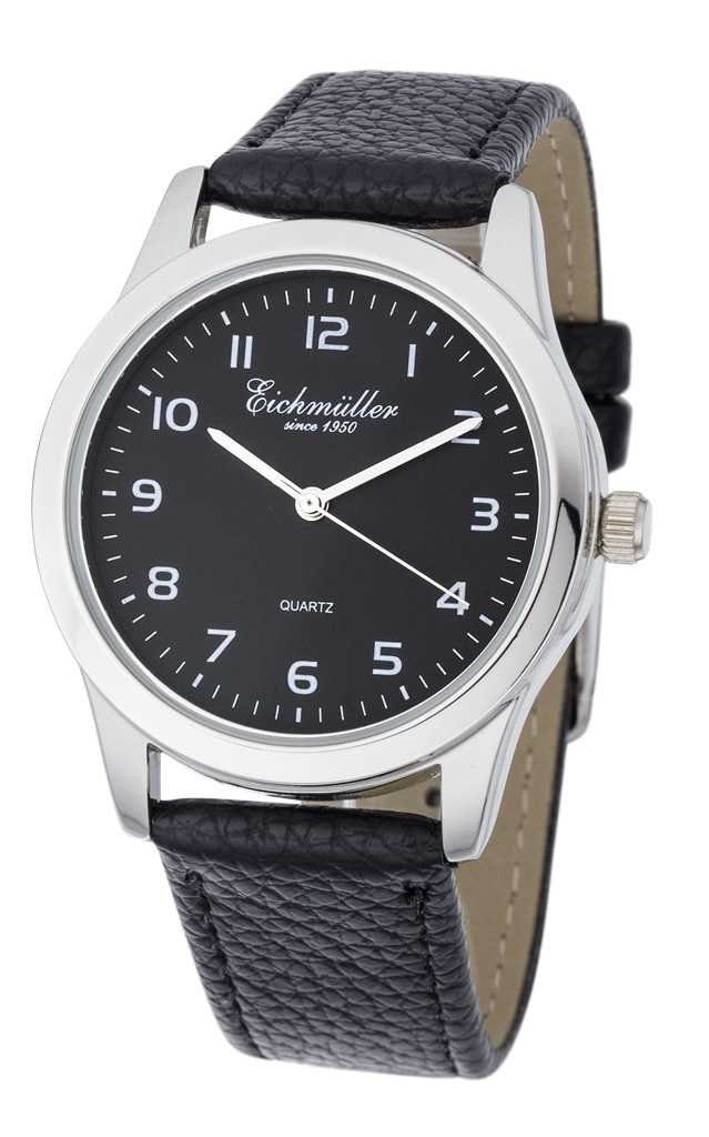 Eichmüller Quarzuhr Herrenuhr RE1001 schwarz Lederband 39 mm