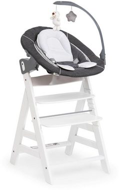 Hauck Hochstuhlaufsatz Alpha Bouncer Deluxe, melange grey, für Neugeborene, mit Spielbogen