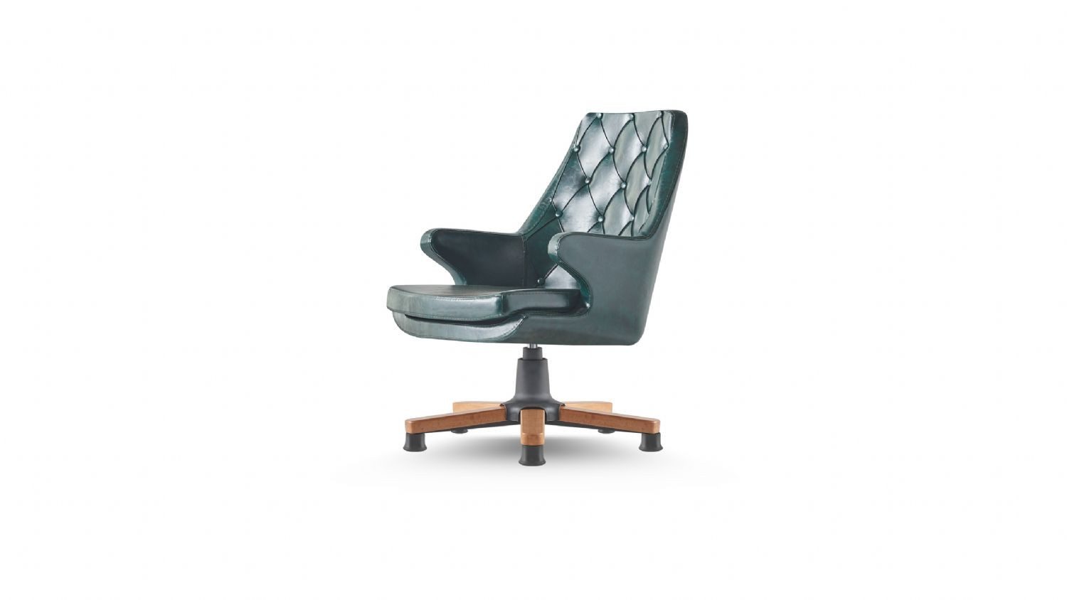 JVmoebel Schreibtischstuhl Chesterfield Bürostuhl Grün Leder mit Knöpfen und ergonomischer Form (1 St), Made in Europe