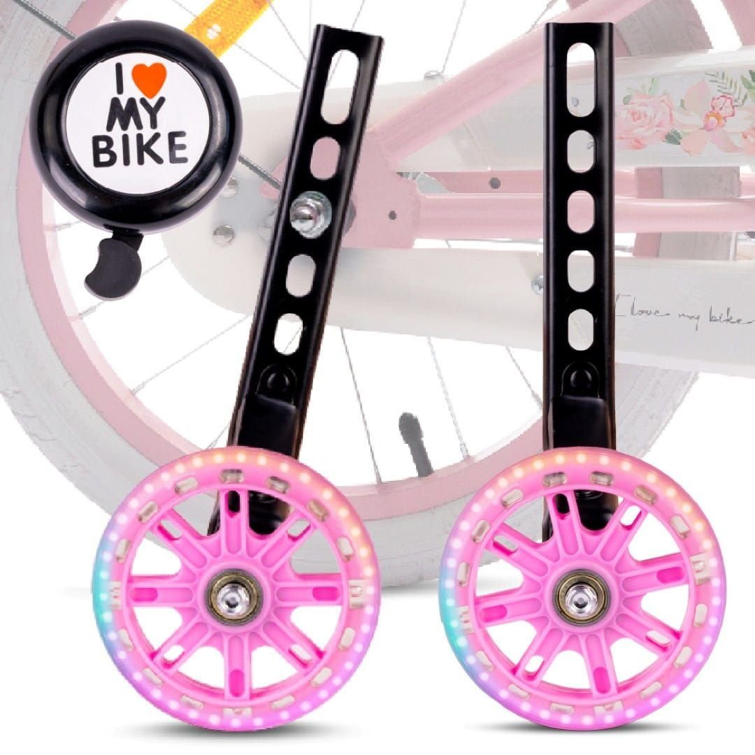 Sun Baby Fahrrad-Stützrad SUN BABY LED-Stützräder 12-20 Zoll verstellbar mit Klingel - Rosa
