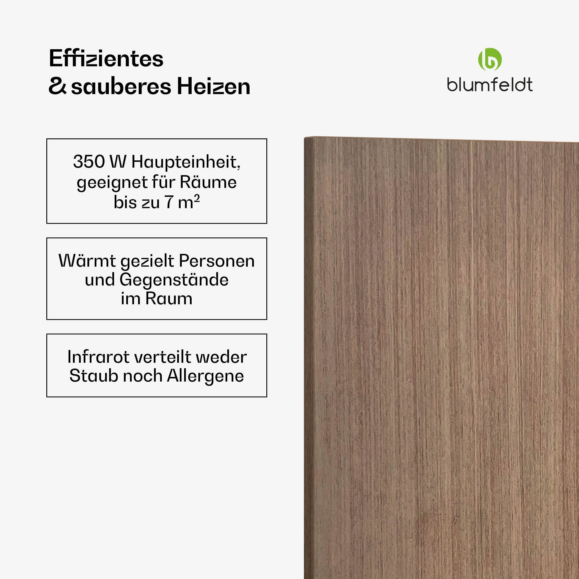 blumfeldt Infrarotheizung HeatSquare, elektrische Heizkörper Thermostat Timer App 350 W