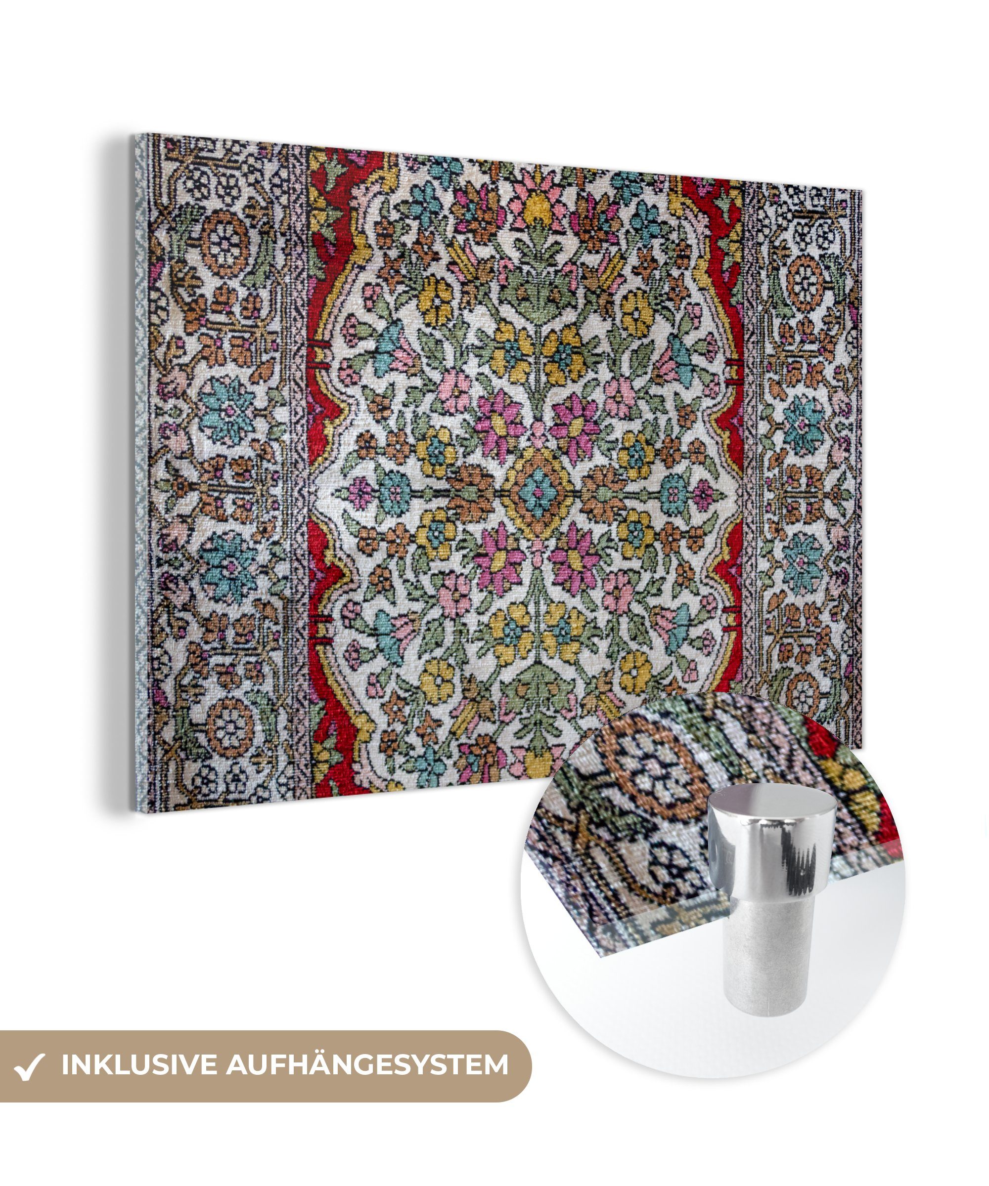 MuchoWow Acrylglasbild Persische Teppiche - Teppiche - Muster - Farben, (1 St), Acrylglasbilder Wohnzimmer & Schlafzimmer