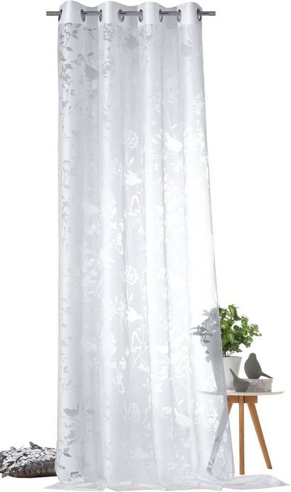 Weckbrodt Vorhang Shorty (1 St), Ösen, transparent, Ausbrenner, Ausbrenner, Allover,transparent,Motiv Vögel und Zweige, Gardine, Store