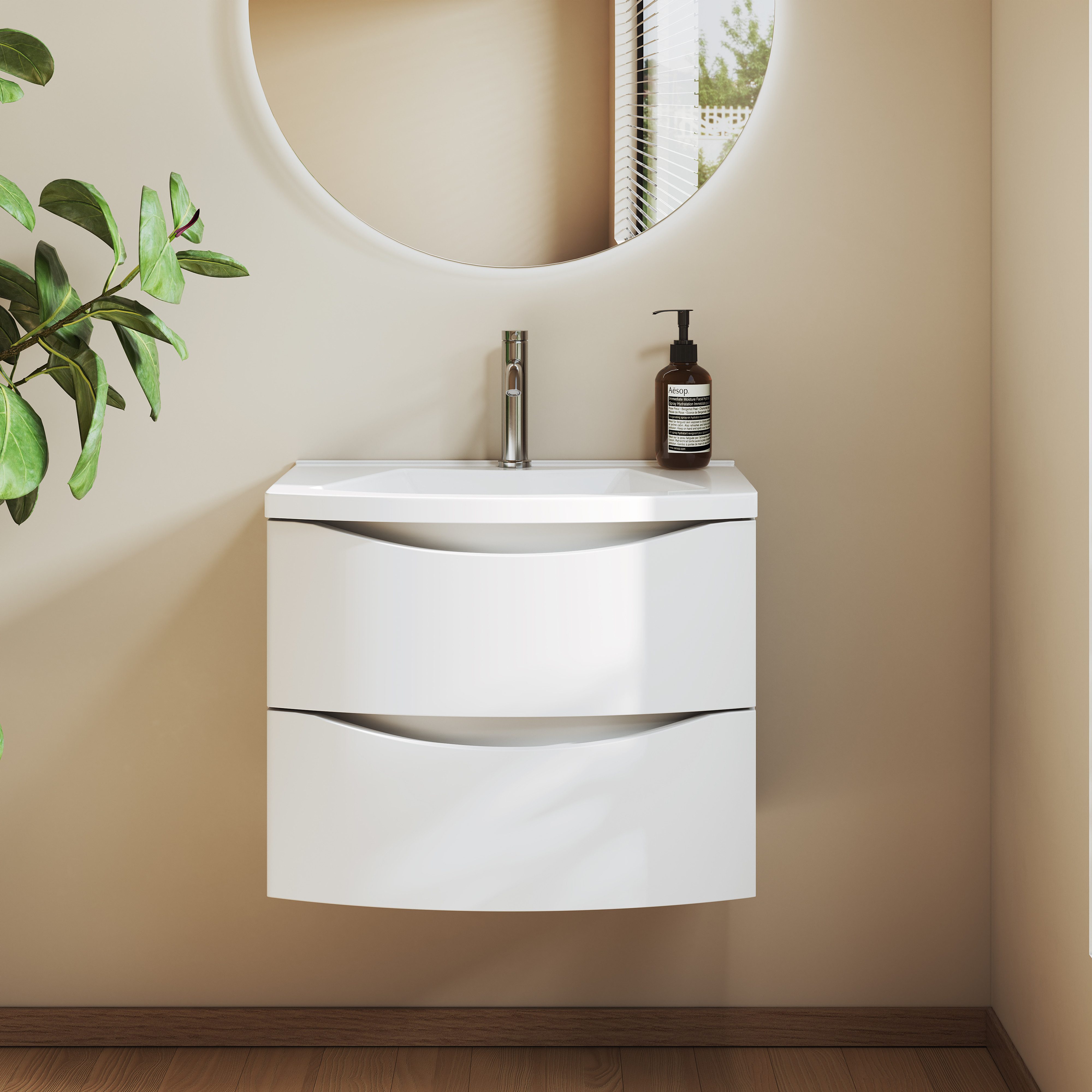 BRIDGE BENO Badmöbel-Set 60cm Curved Badezimmerwaschtisch, günstig online kaufen