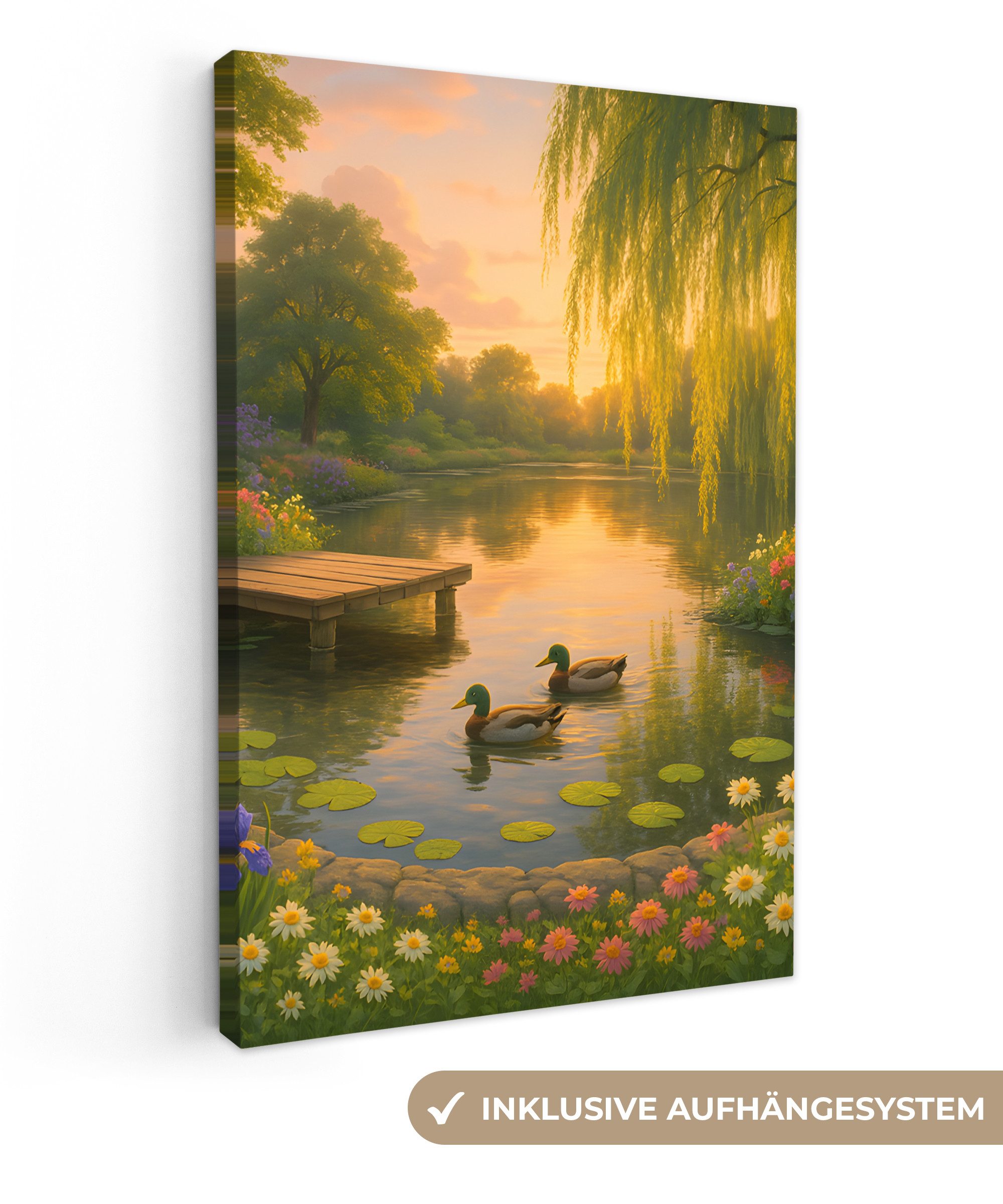OneMillionCanvasses® Leinwandbild Enten - Teich - günstig online kaufen