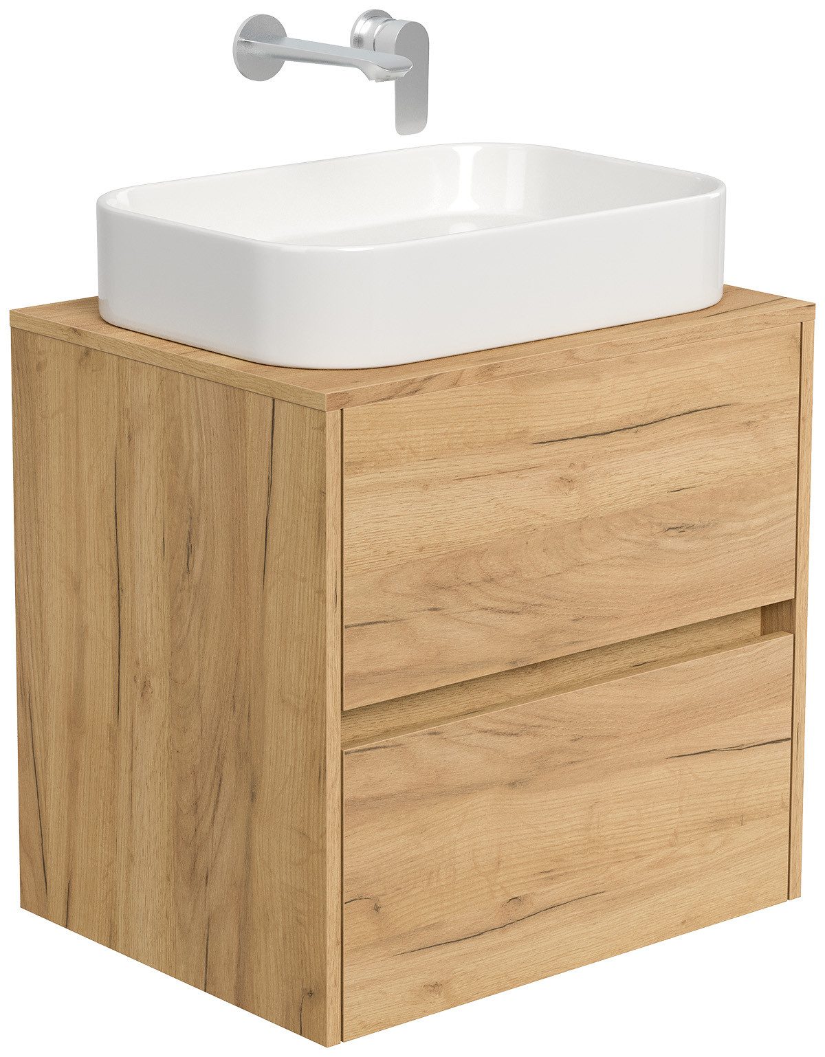 Magnolia Home Aufsatzwaschbecken Badmöbel Taifun 60cm mit rechteckigem Aufsatzwaschbecken eiche gold