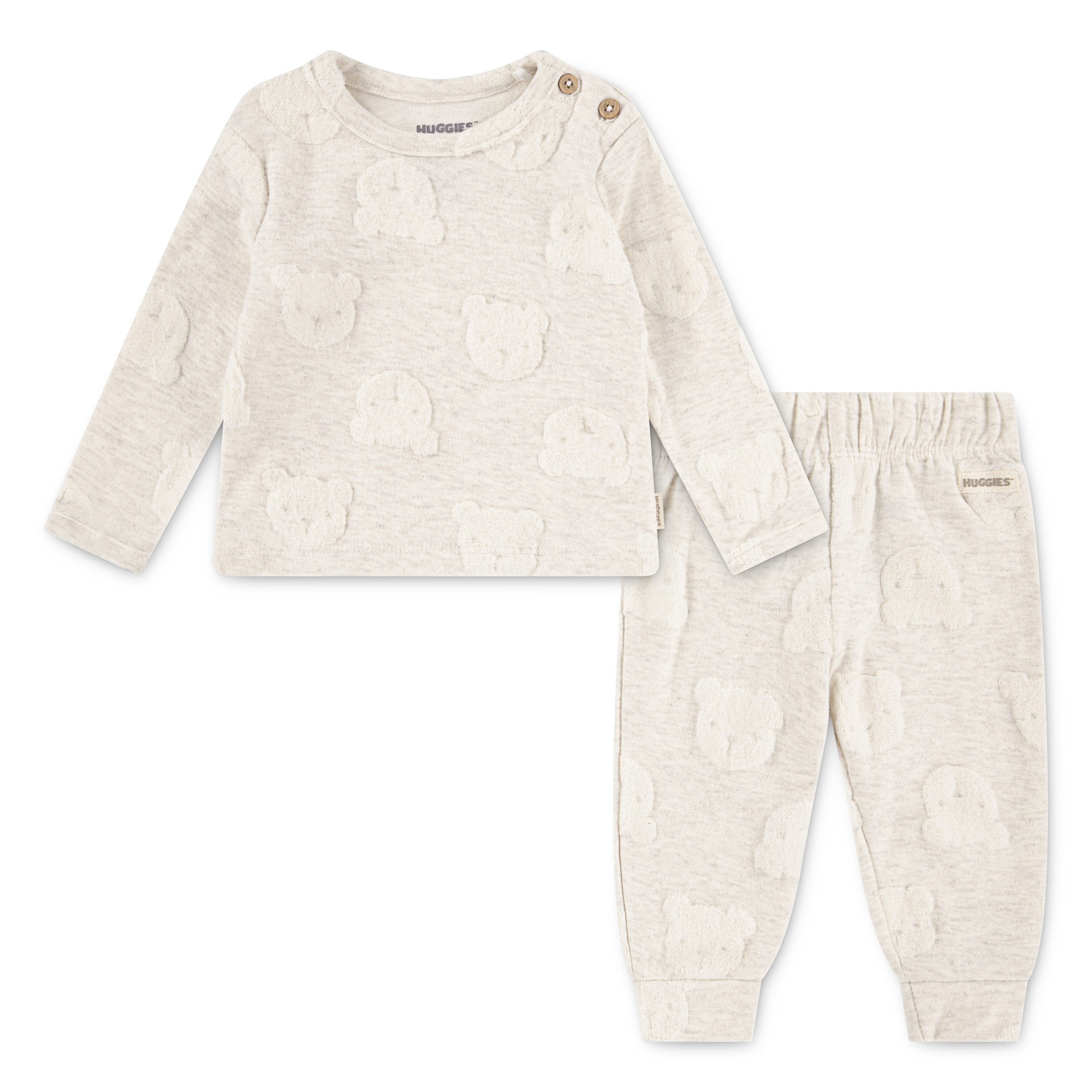 HUGGIES babywear Langarmshirt & Hose HUGB PANT SET (Set, 2-tlg) mit Bärchen-Motiv, melierte Optik
