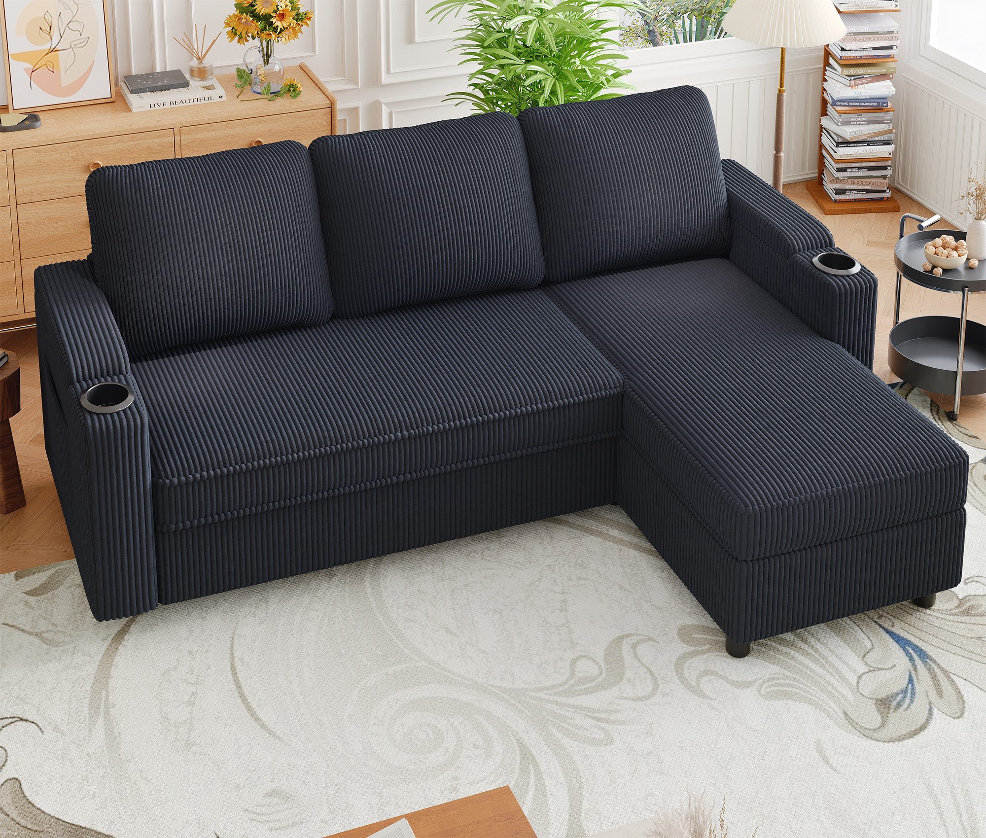 HOMALL Ecksofa Multifunktionaler Stauraum Ausziehbares L-förmiges Schlafsof günstig online kaufen