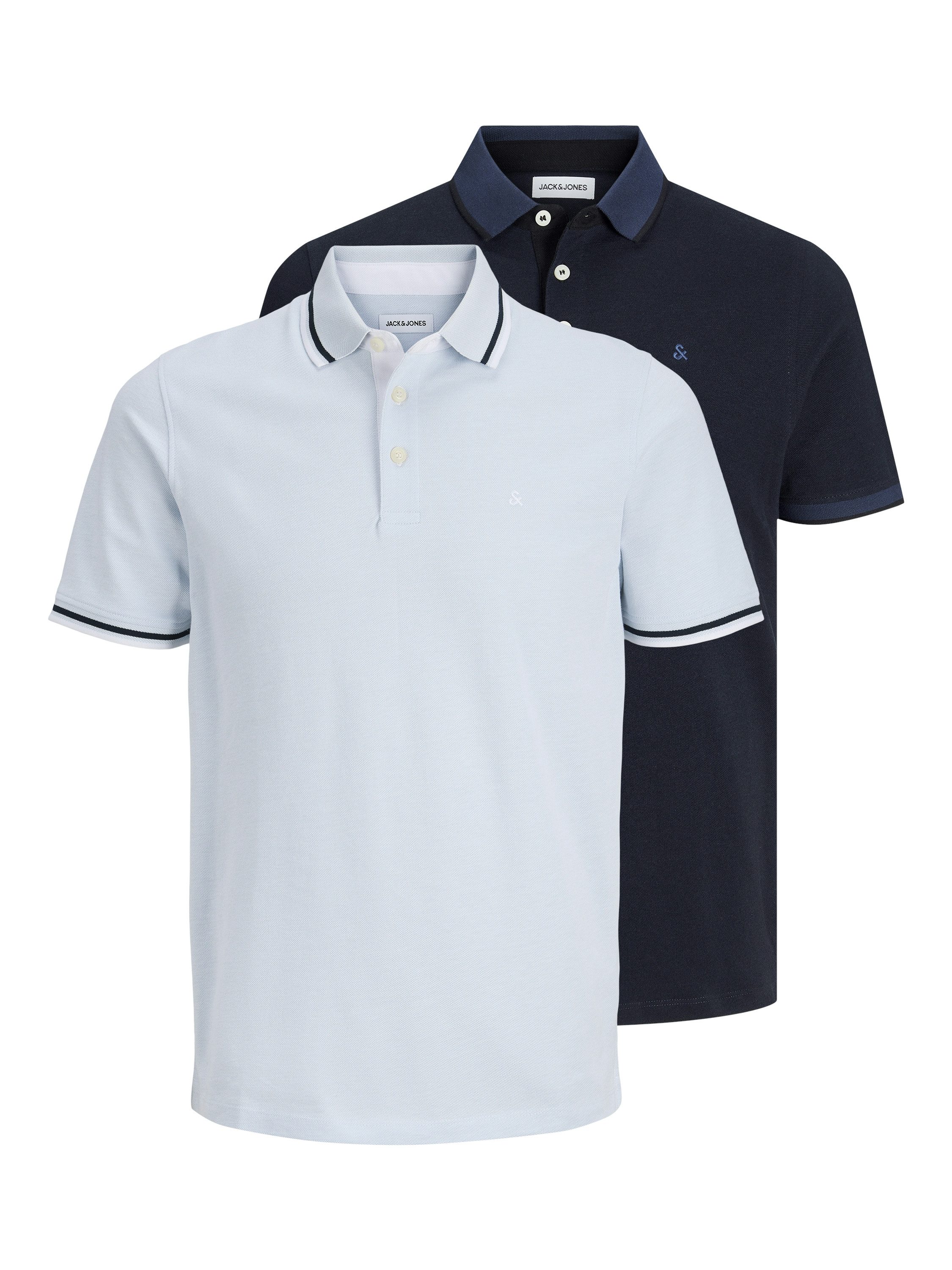 Jack & Jones Poloshirt JJEPAULOS Slim Fit, sportlich-elegant, mit Stickerei und Knopfleiste (Packung, 2-tlg) Baumwolle, slim fit
