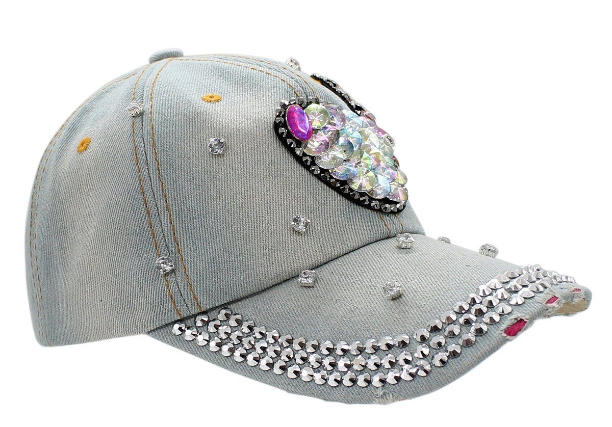 dy_mode Baseball Cap Baseball K202-Vintage Glitzer Mütze mit One Sommer Cap Size Schirmmütze Damen Kappe