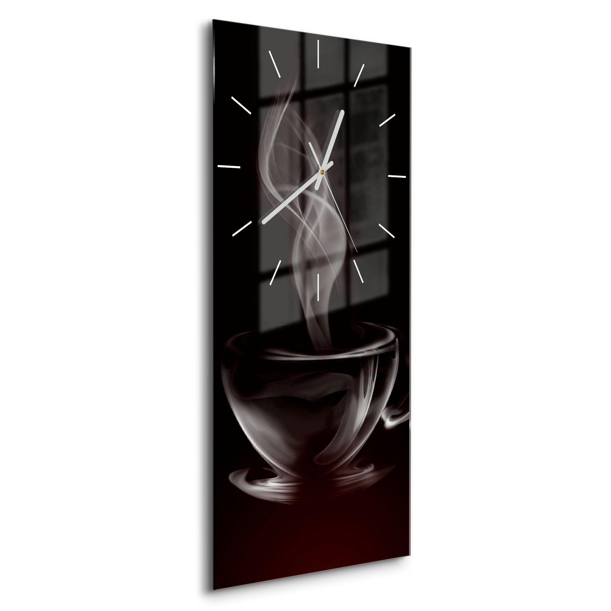 DEQORI Wanduhr 'Tasse aus Kaffeedampf' (Glas Glasuhr modern Wand Uhr Design günstig online kaufen