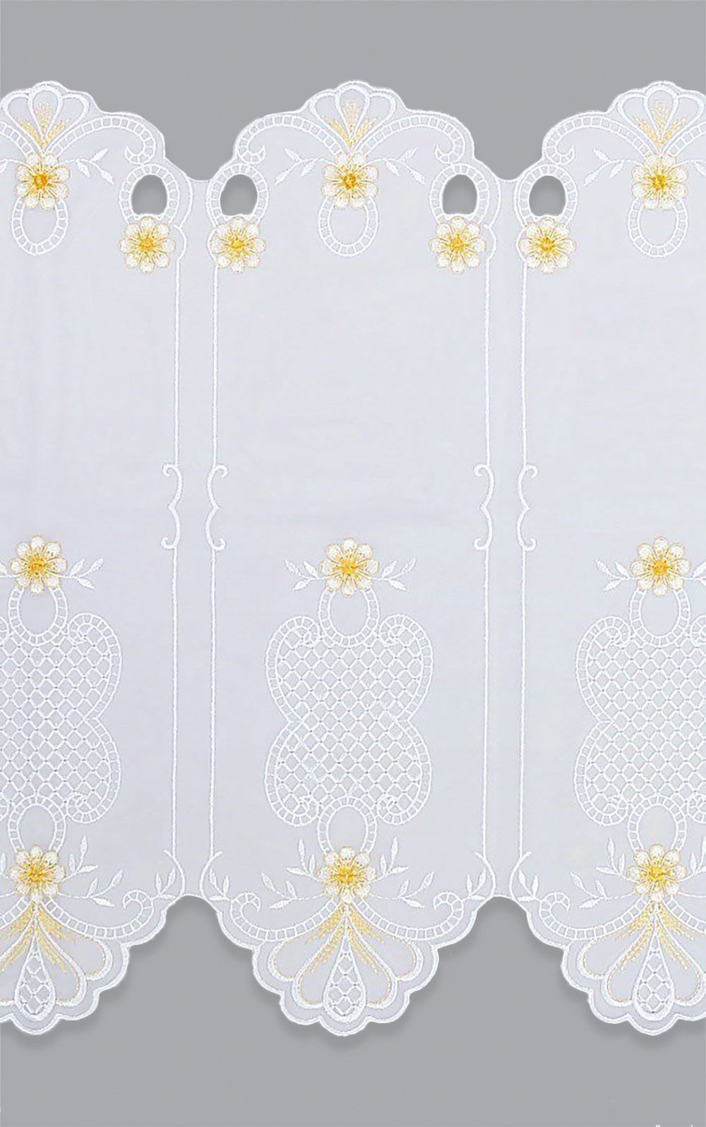 Plauener Spitze® Scheibengardine Blütezeit (1 St), transparent, HxB 30x48cm