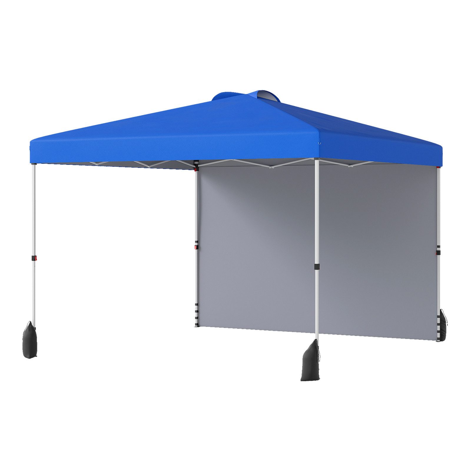 COSTWAY Faltpavillon, 3*3m Pop-up-Gartenzelt mit 1 Seitenwand, UPF50+