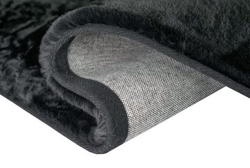 Hochflor-Teppich Teppich Kunstfellteppich Hochflor Faux Fur Hasenfell uni schwarz, Teppich-Traum, rechteckig, Höhe: 30 mm