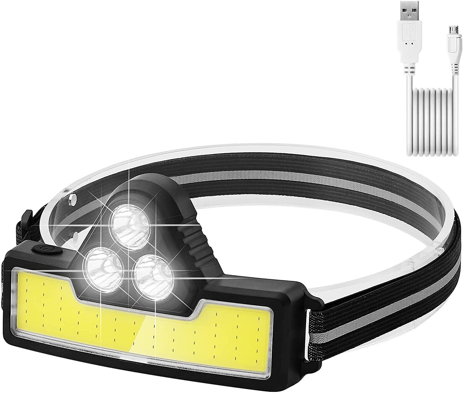 3Modi USB wiederaufladbare Stirnlampe COB LED Stirnlampe Wasserdichte Stirnlampe 