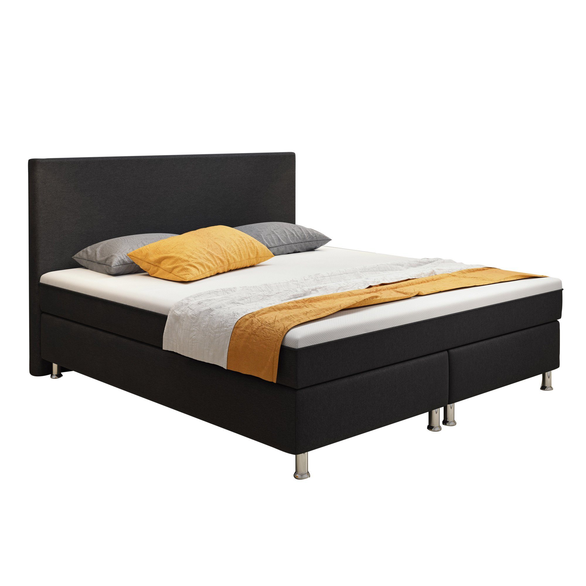inter Boxspringbett Berlin mit 7 Zonen Taschenfederkernmatratze inkl. Topper (Boxspringbett, Bett inkl.Kopfteil mit Topper und Matratze 90x200 cm 140x200 cm), SOFORT LIEFERBAR