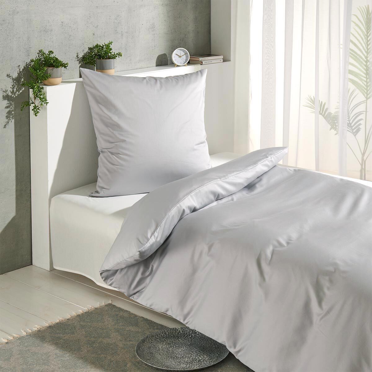 TRAUMSCHLAF Bettwäsche Pure, Mako Satin, 2 teilig, hochwertige Satin Bettwäsche