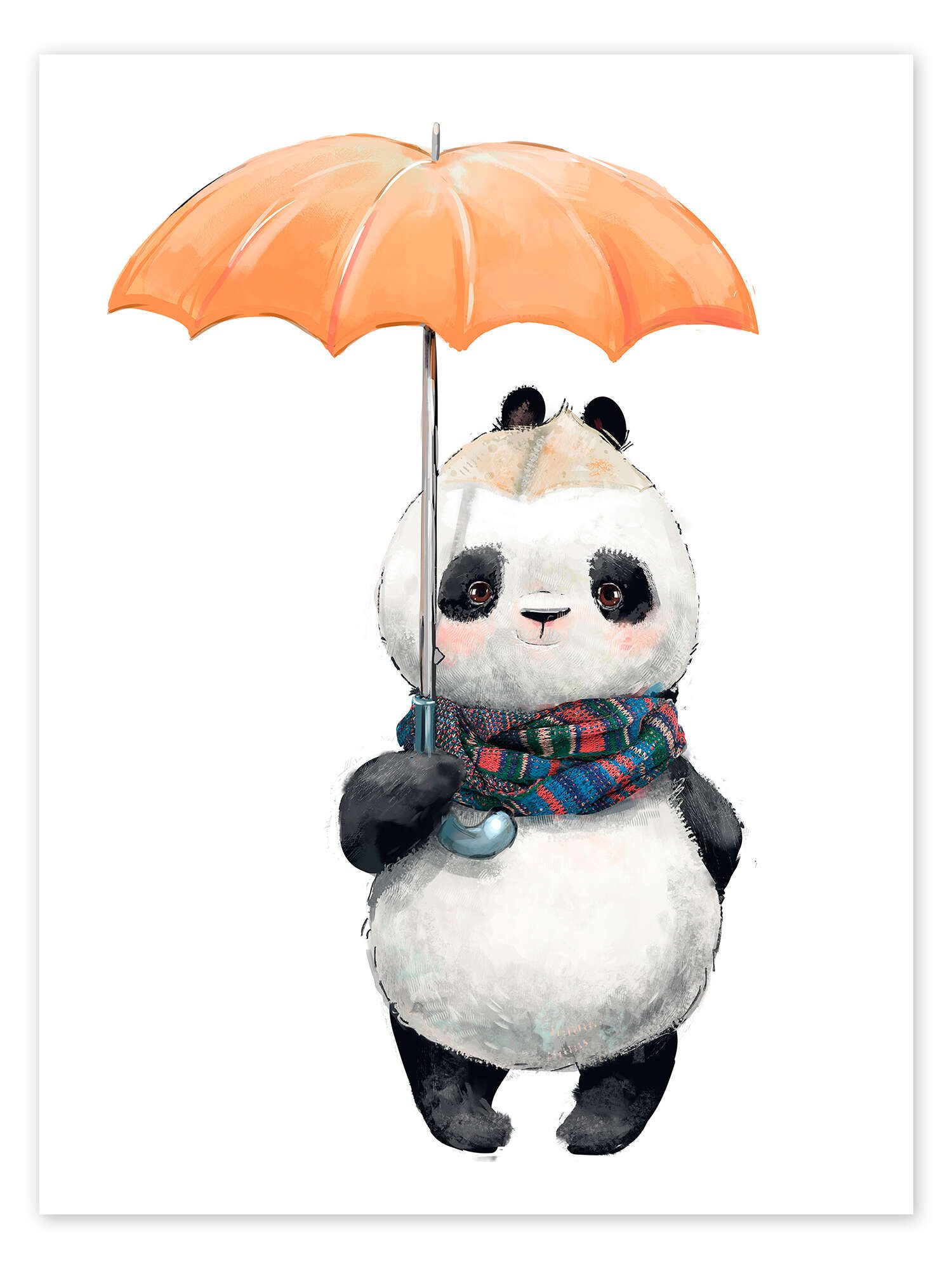 Posterlounge Wandbild Pandabär mit Schirm, Eve Farb, erhältlich als Poster, Leinwandbild, Wandsticker oder Acrylglasbild