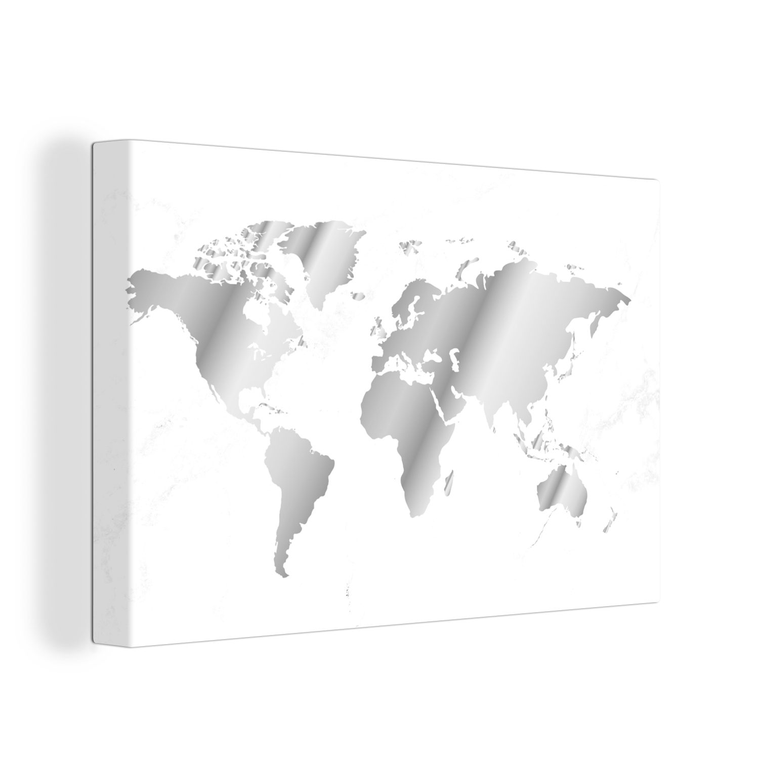 OneMillionCanvasses® Leinwandbild Weltkarte - Rosa - Marmor, Fotodruck (1 St), Leinwand Bilder groß für Wohnzimmer 140x90 cm
