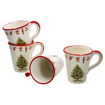 MamboCat Becher 4x Maestro Natale Kaffeebecher 340ml Tassen Glühwein Tee, Keramik