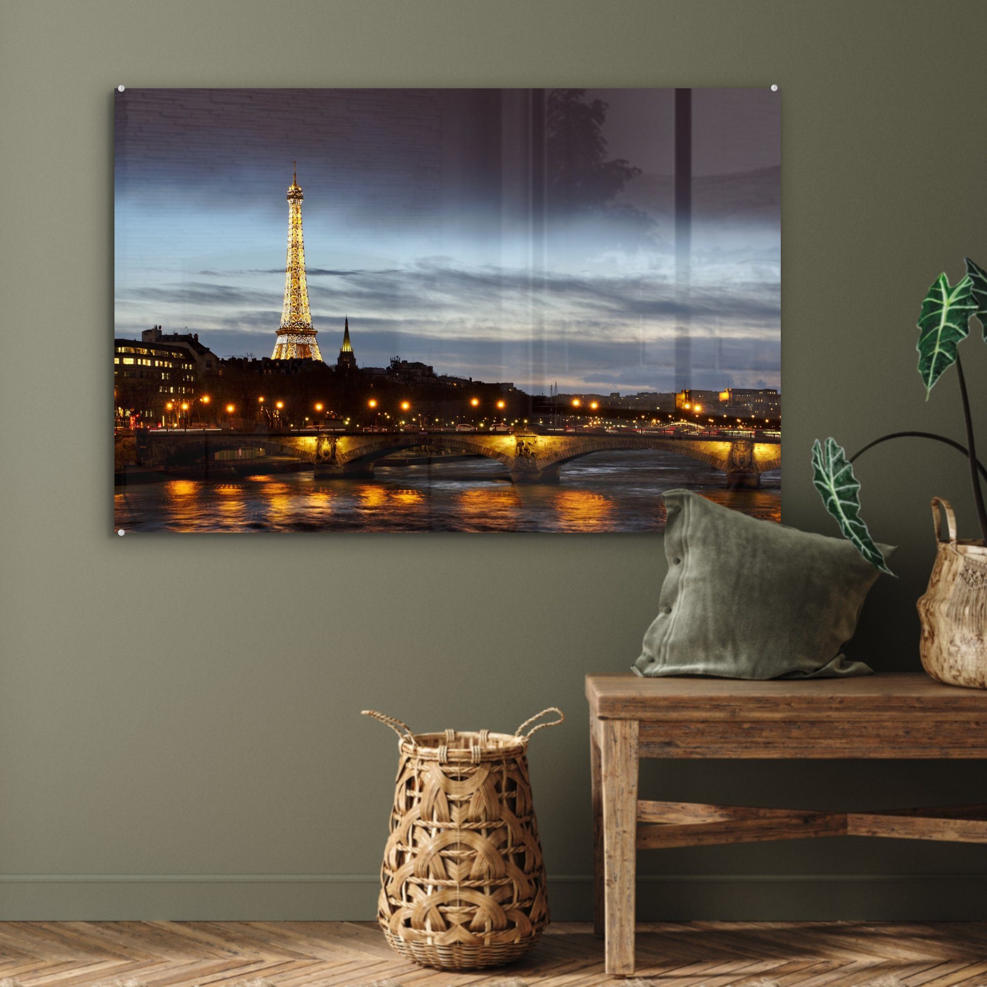 Schlafzimmer (1 Acrylglasbild Acrylglasbilder & Skyline St), Paris MuchoWow Seine, - Wohnzimmer -