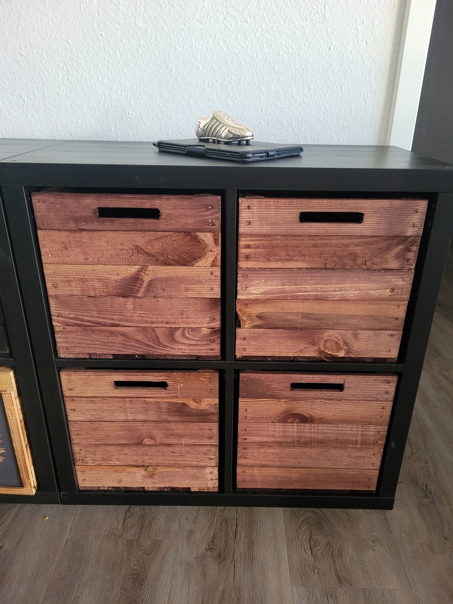 Kistenkolli Altes Land Allzweckkiste 4er Set Holzkiste Vintage Ocker passend für Ikea Kallax Expeditregale (Spar-Set, 4er Set)