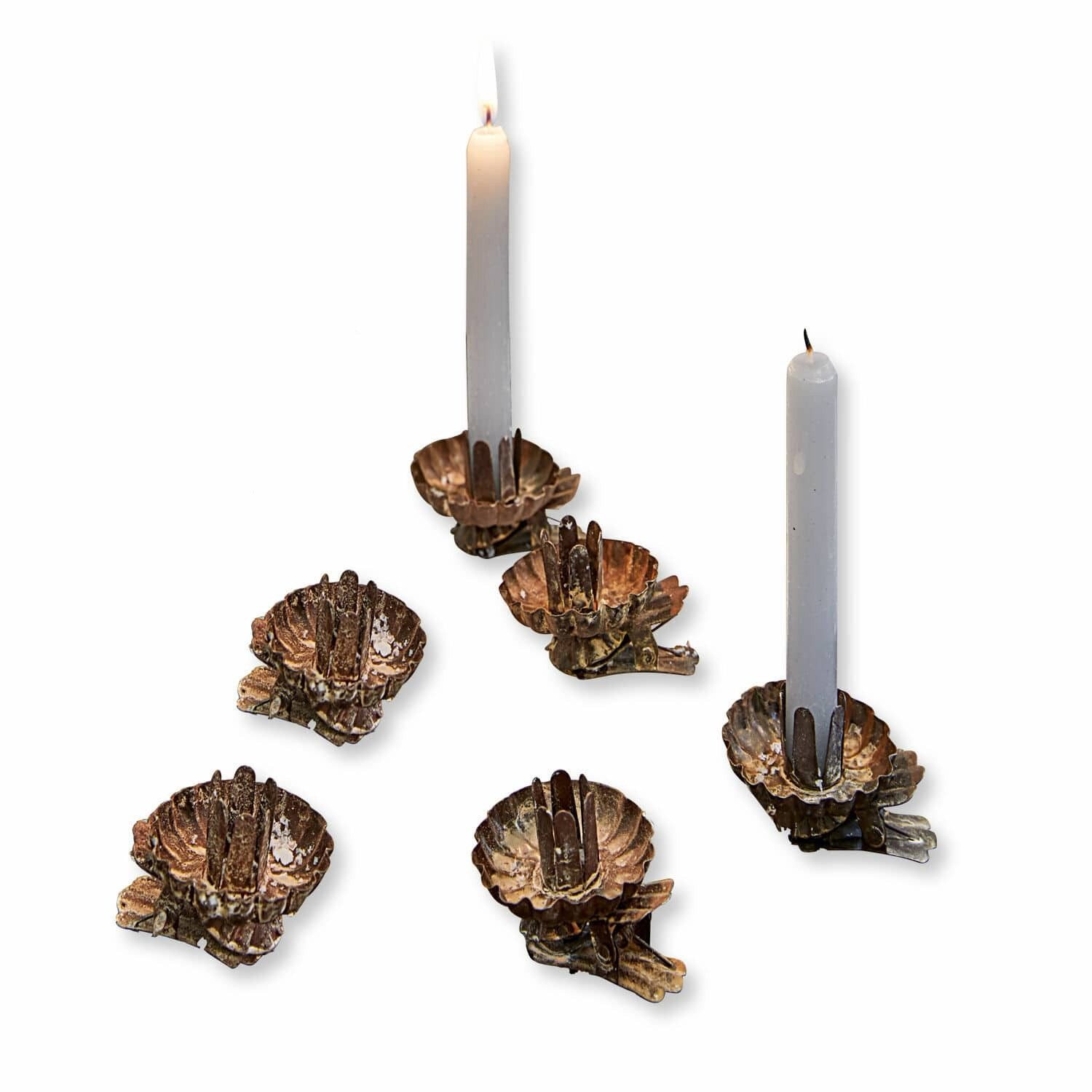 Weihnachtsfigur Kerzenhalter 6er Set Hermel antikbraun