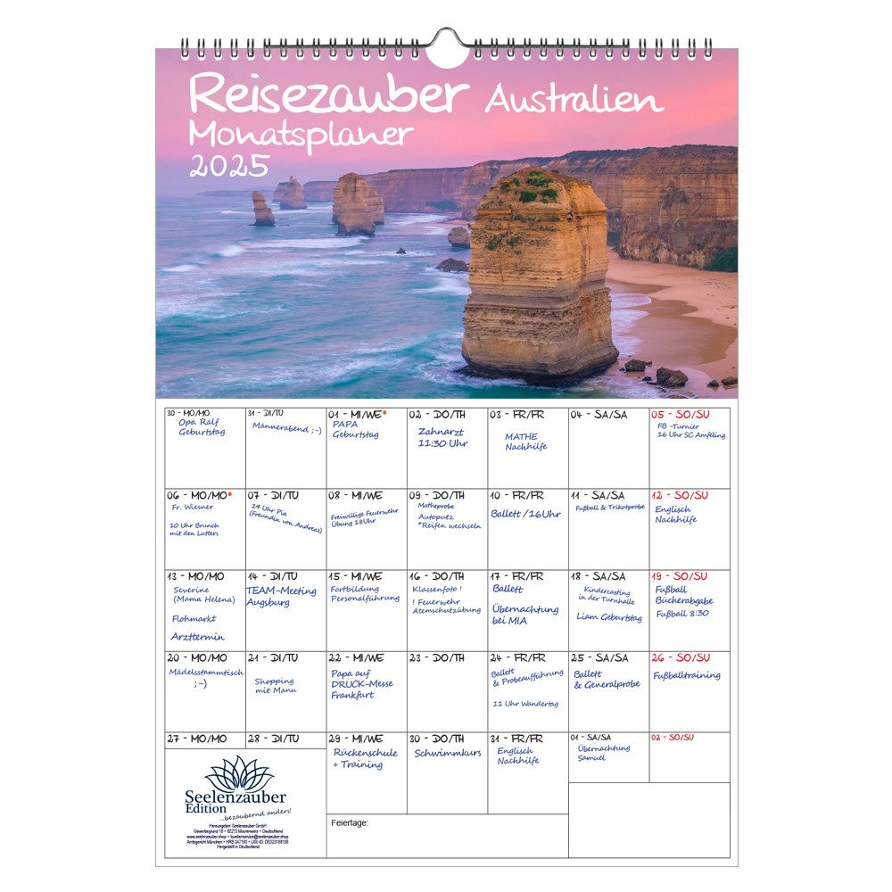 Seelenzauber Wandkalender Reisezauber Australien Wand- Planer Kalender für 2025 DIN A3 Urlaub