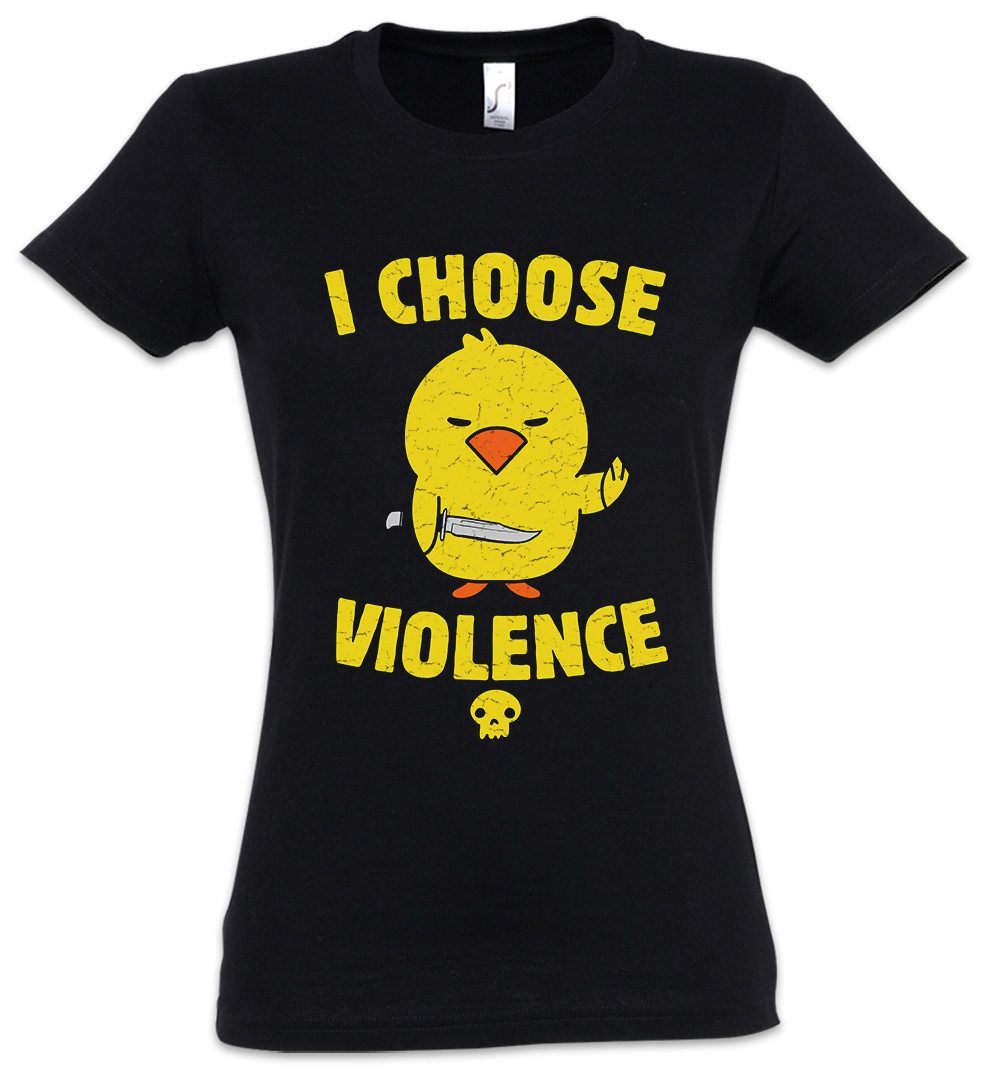 Urban Backwoods Print-Shirt I Choose Violence Rubber Duck Damen T-Shirt Gummiente Entchen Küken (1-tlg) Fun Spaß Lustig