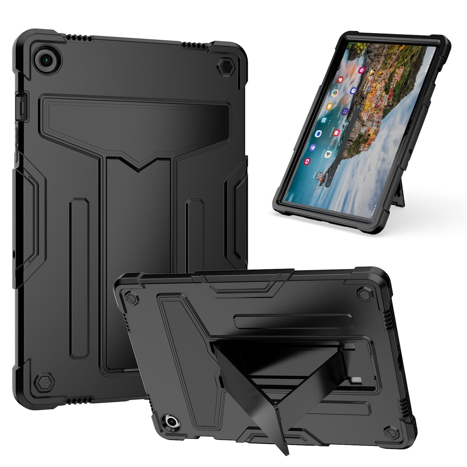Wigento Tablet-Hülle Für Samsung Galaxy Tab A9 Plus Silikon Hybrid Tablet Hülle Halterung