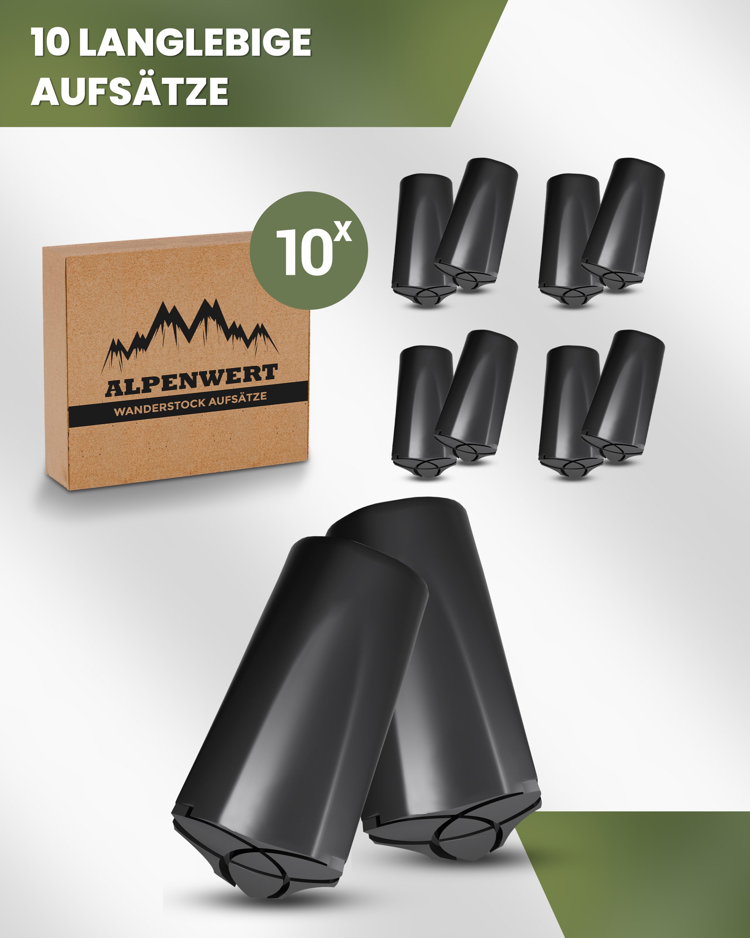 Alpenwert Nordic-Walking-Stöcke Gummipuffer Wanderstöcke Pads Speed Aufsatz Nordic Walking, Wanderstöcke Gummipuffer, Ultraleichte Gummipuffer, Wanderstöcke