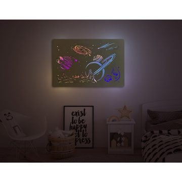 WohndesignPlus LED-Bild LED-Wandbild "Weltraum RGB" 90cm x 60cm mit 230V, Kosmos, DIMMBAR! Viele Größen und verschiedene Dekore sind möglich.
