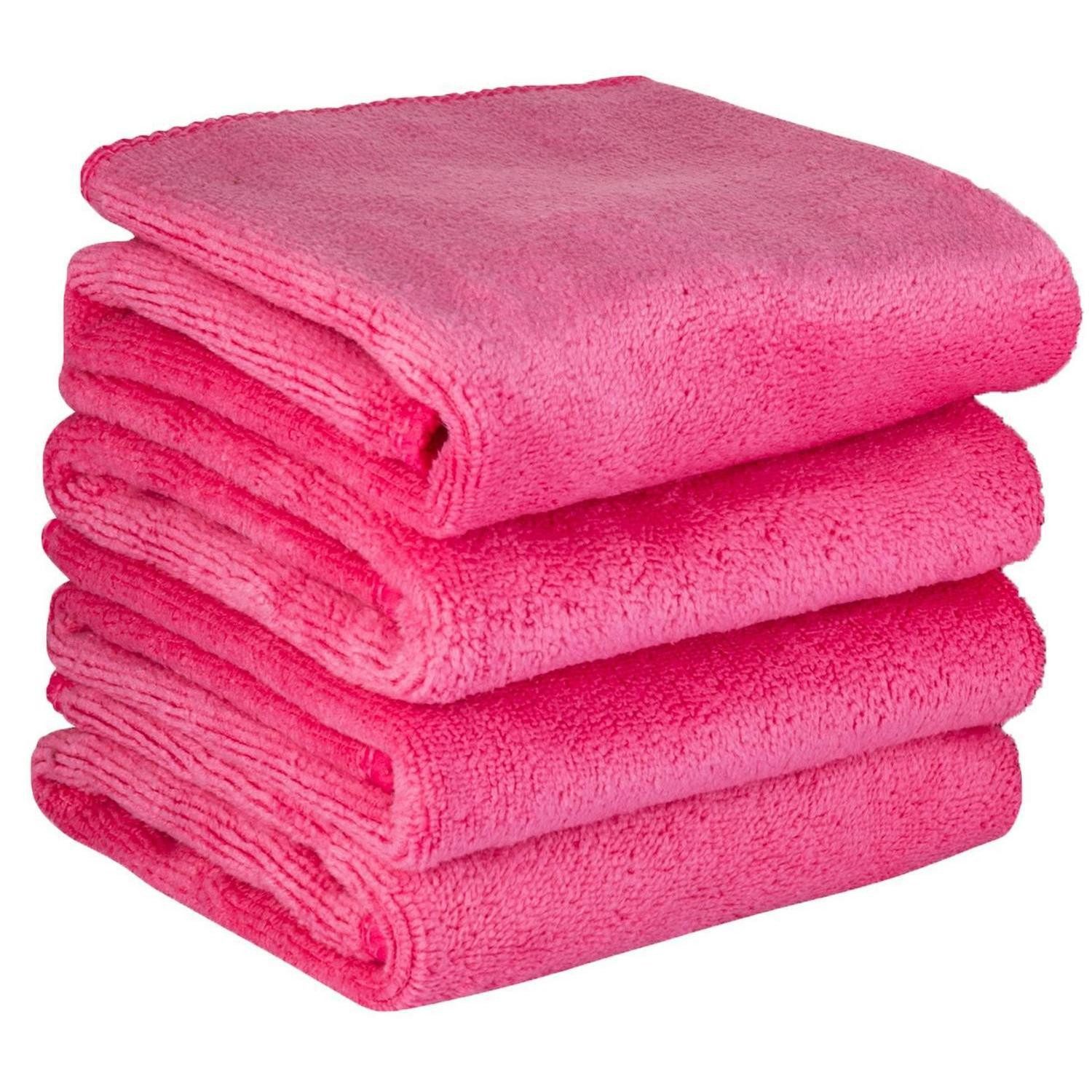LuxusKollektion Gesichtsreinigungstücher Abschminktücher Mikrofaser Rosa 4 Stück 30x30