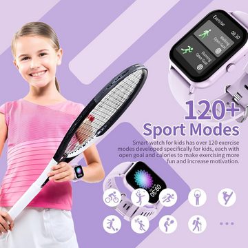 JUBUNRER Kinder's Mädchen und Jungen IP68 Wasserdicht Fitness Tracker Smartwatch (1,37 Zoll), Mit Herzfrequenz Schlaf Schrittzähler Wecker Sport Spiel für Teenager